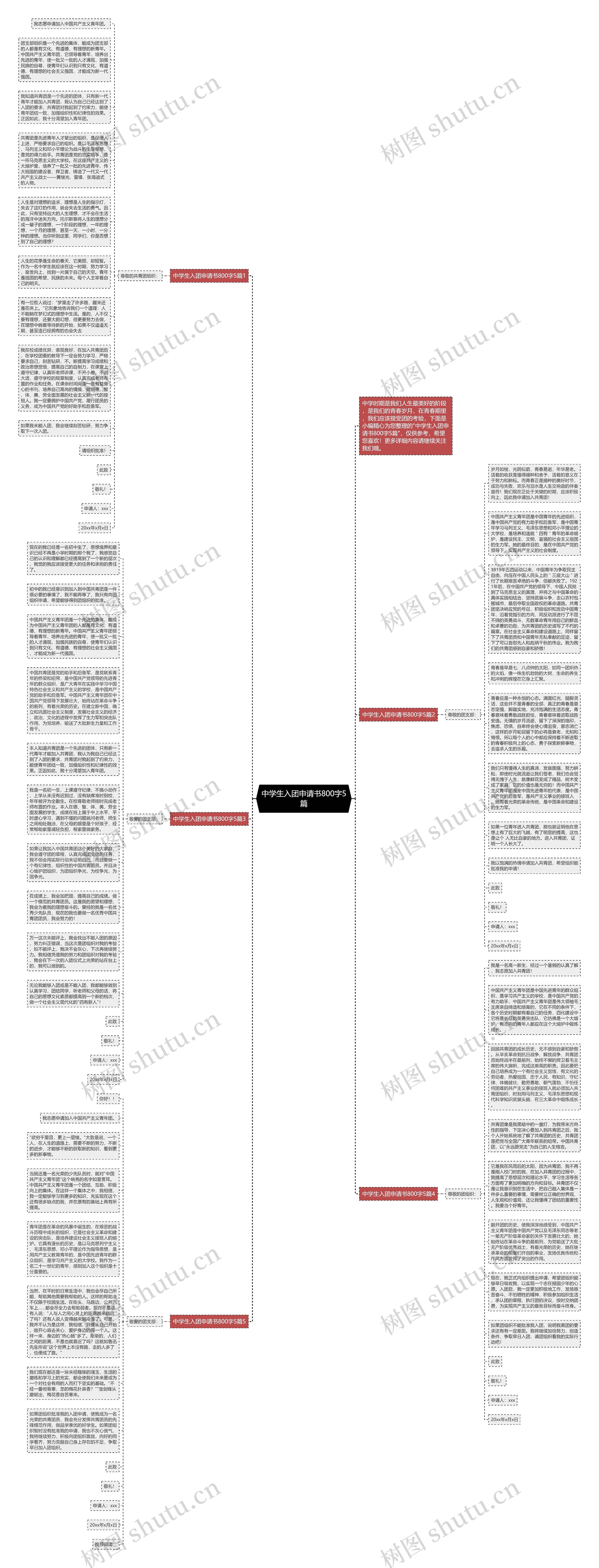 中学生入团申请书800字5篇思维导图