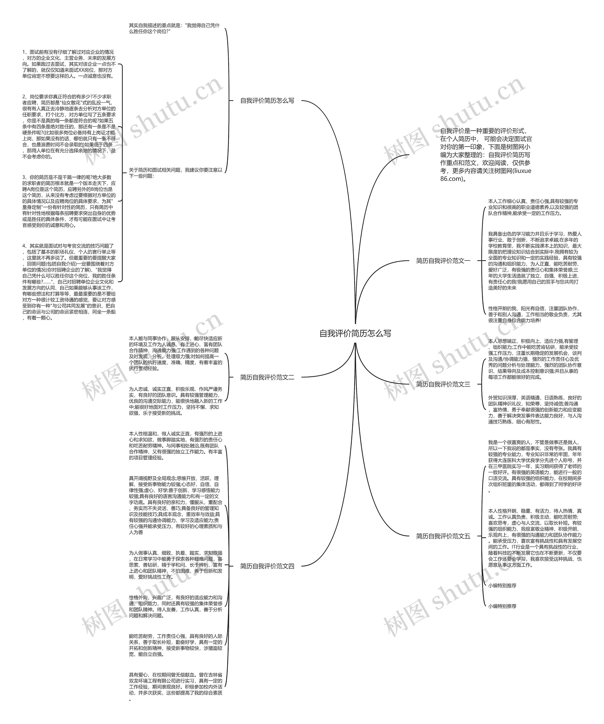 自我评价简历怎么写思维导图