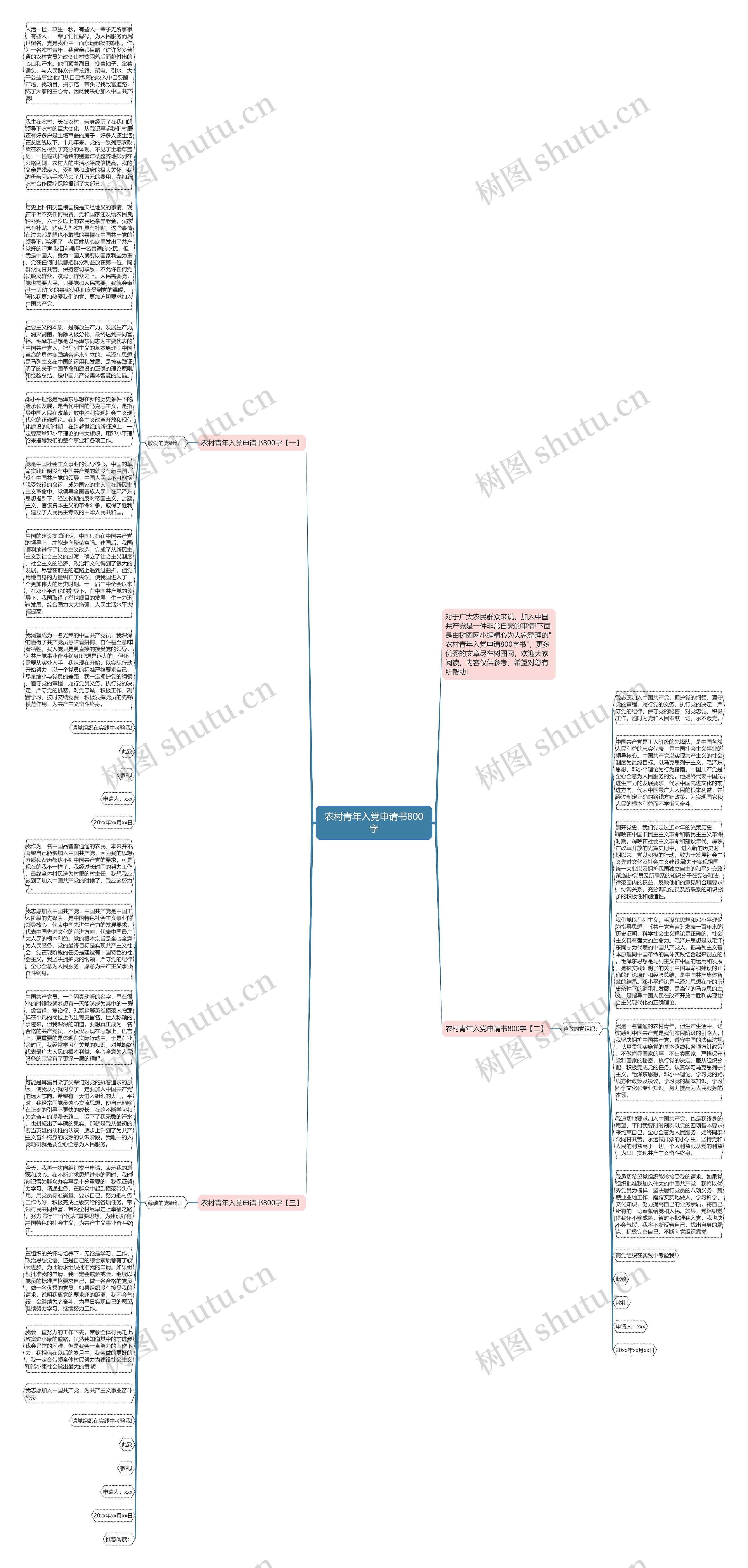 农村青年入党申请书800字思维导图