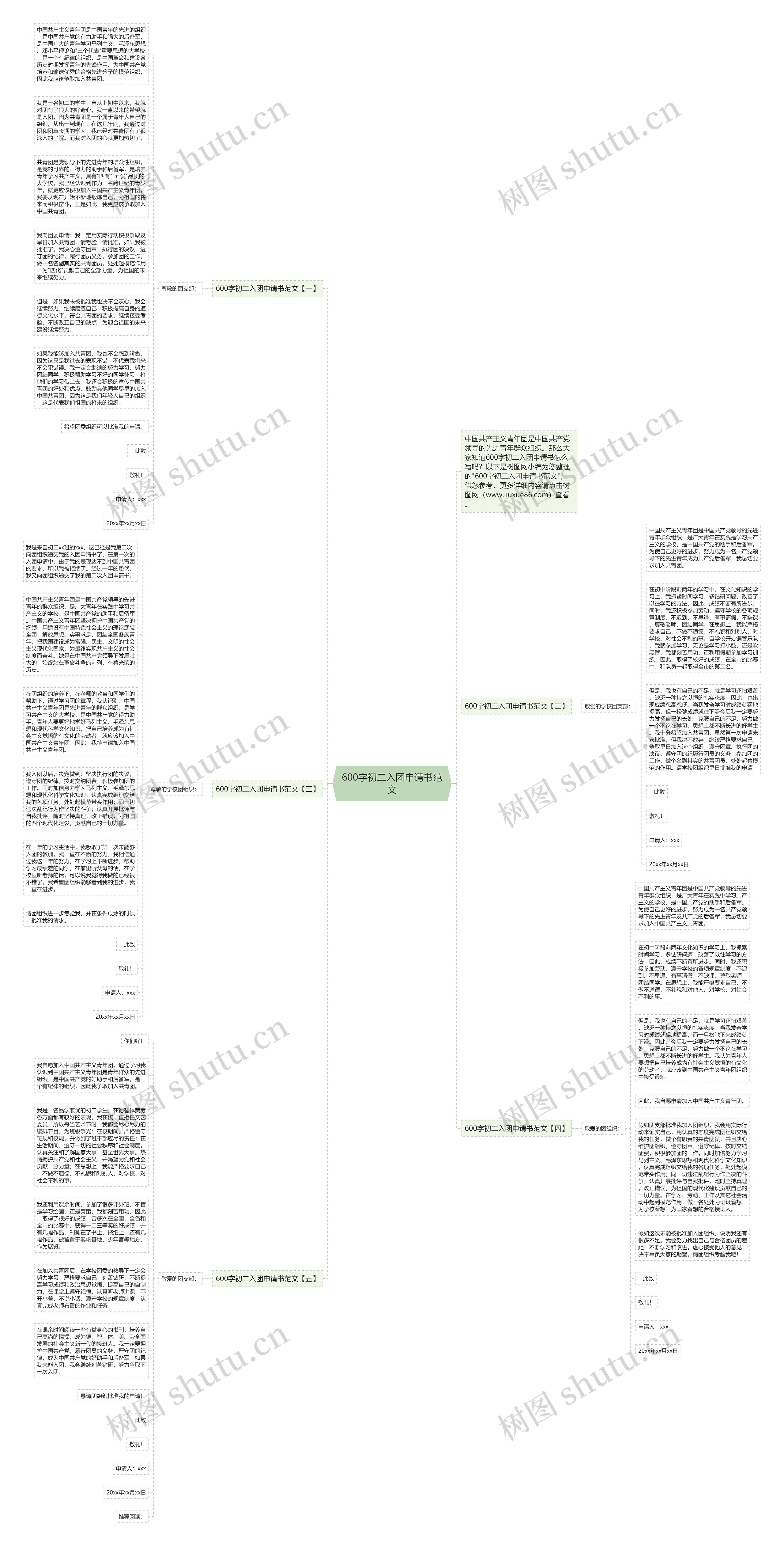 600字初二入团申请书范文思维导图