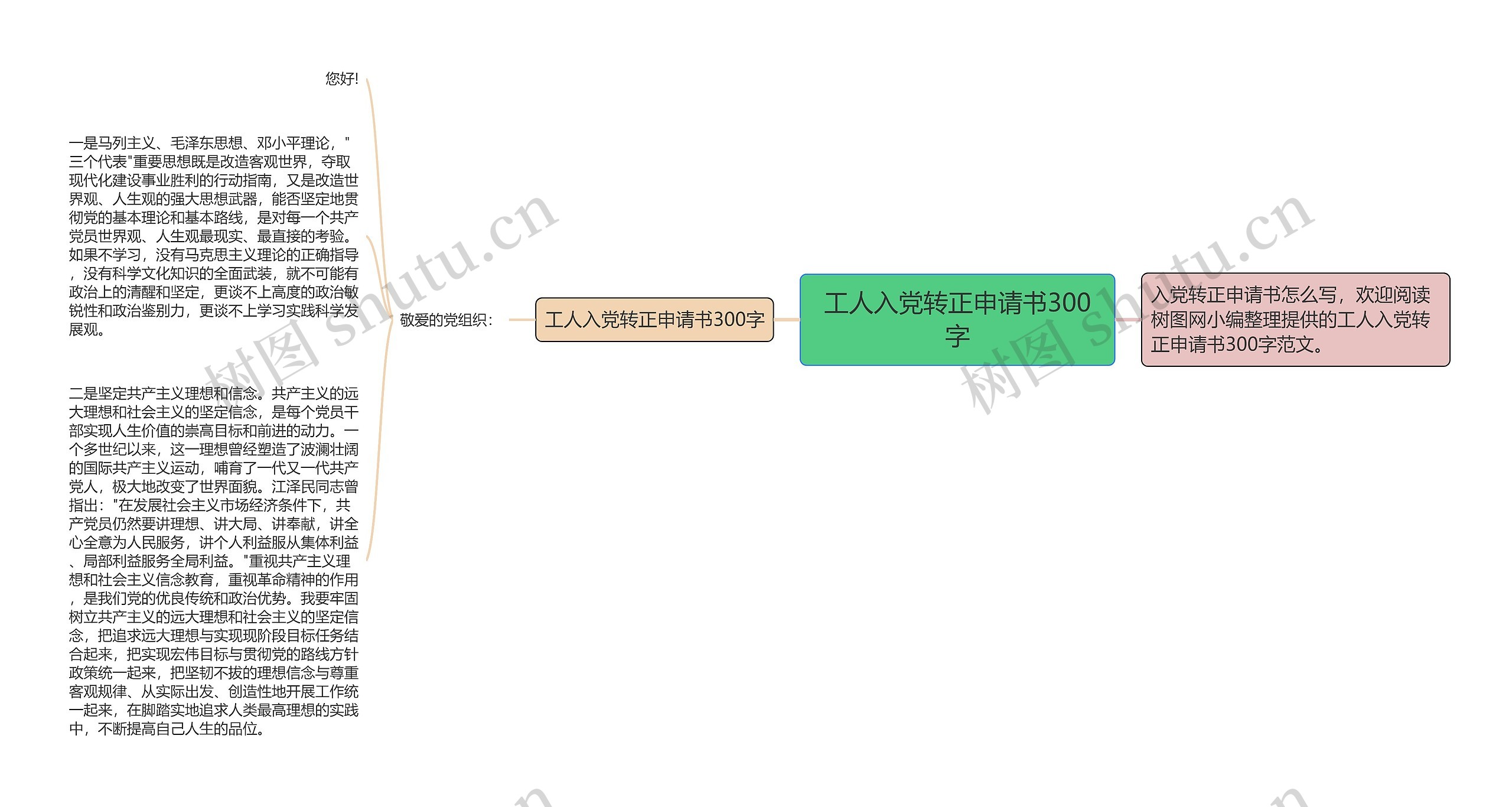 工人入党转正申请书300字思维导图