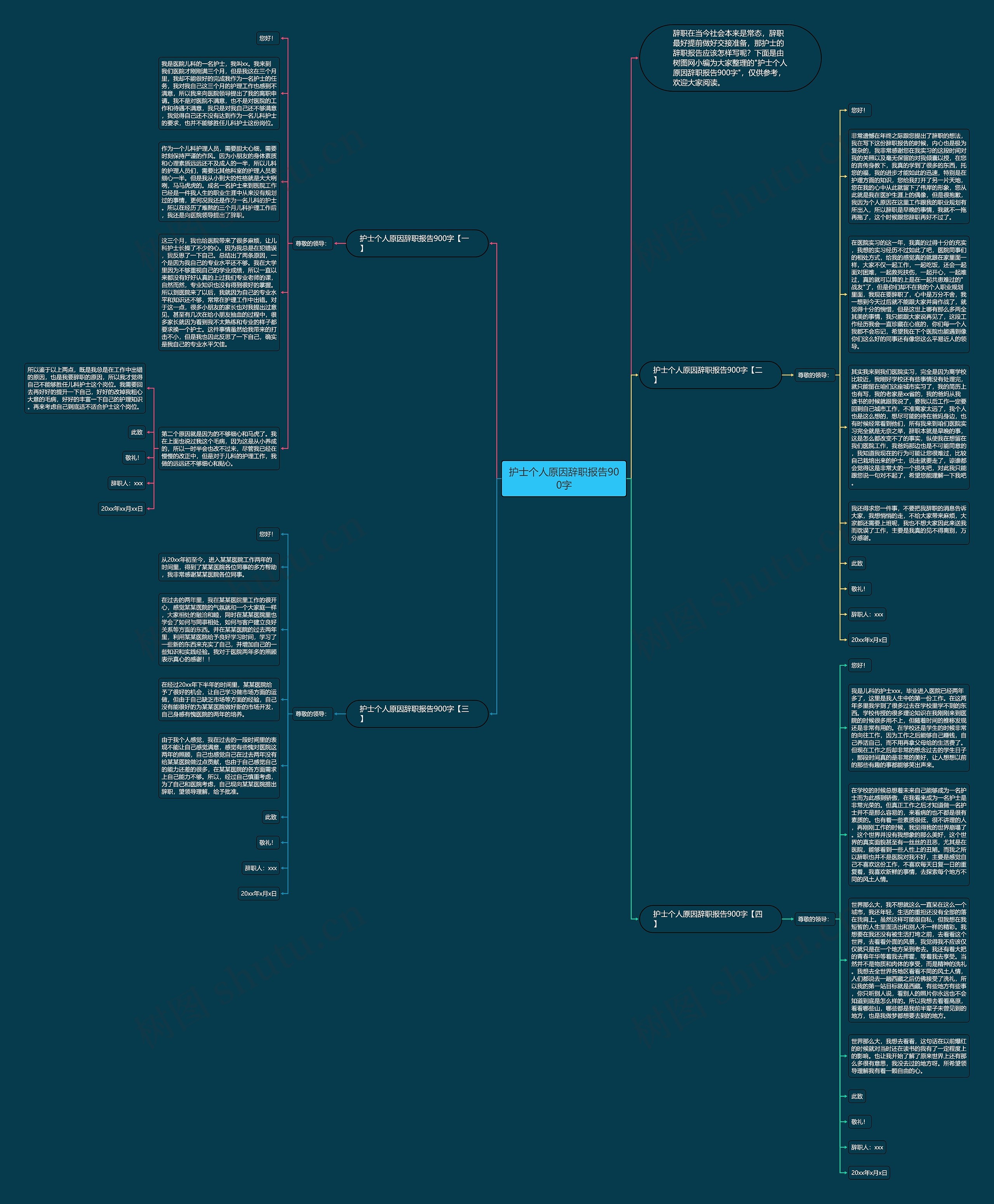 护士个人原因辞职报告900字思维导图