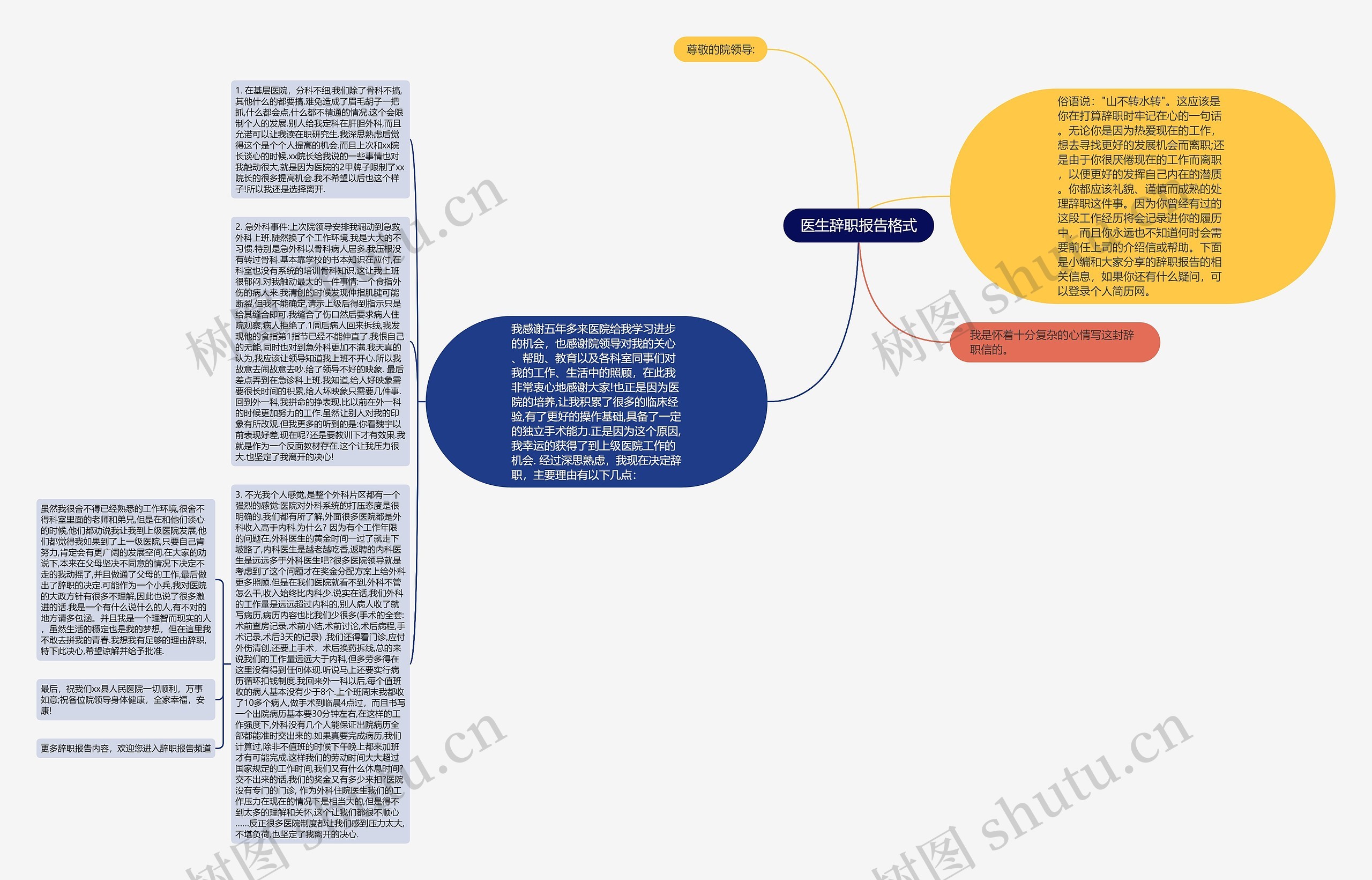 医生辞职报告格式思维导图