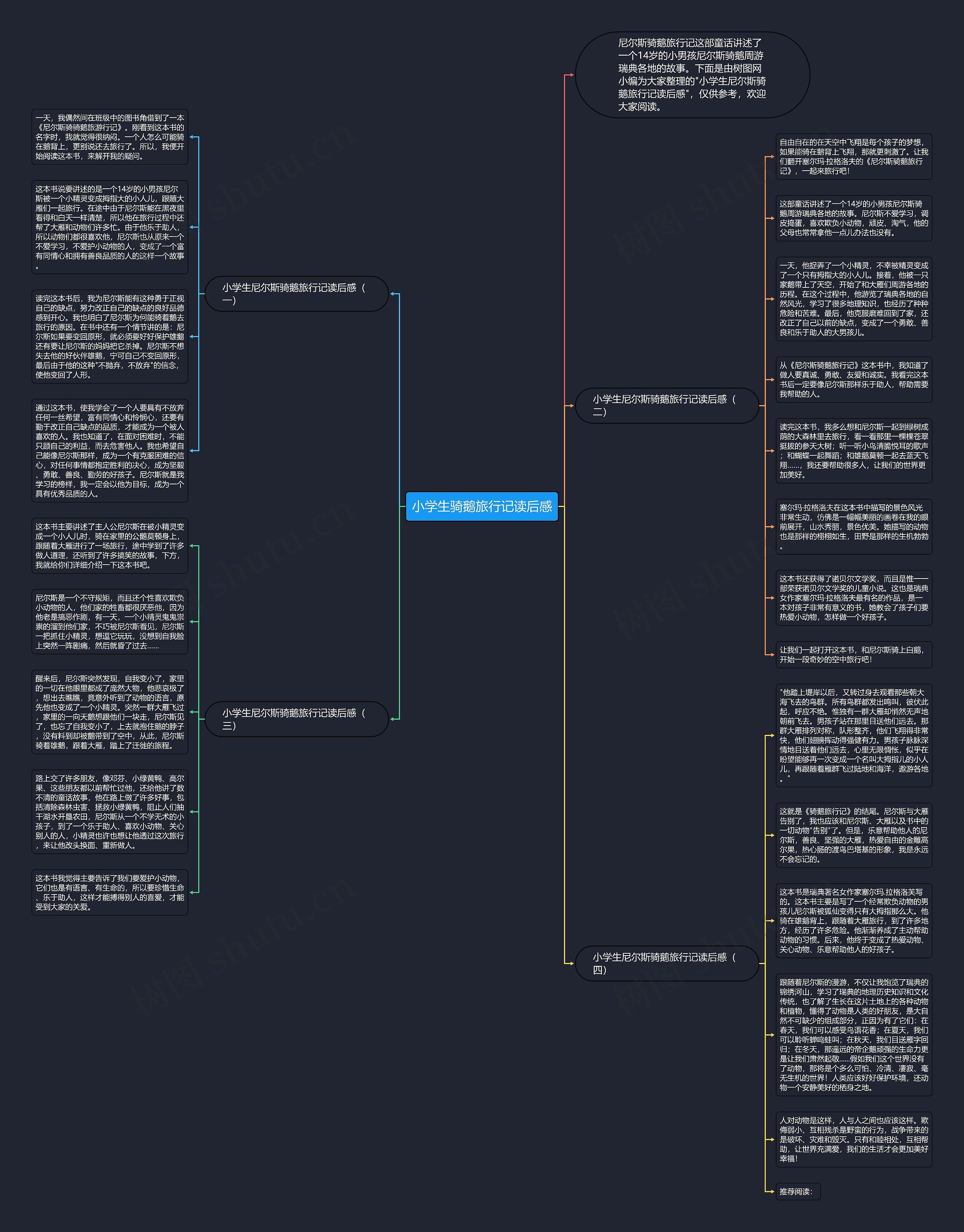 小学生骑鹅旅行记读后感思维导图