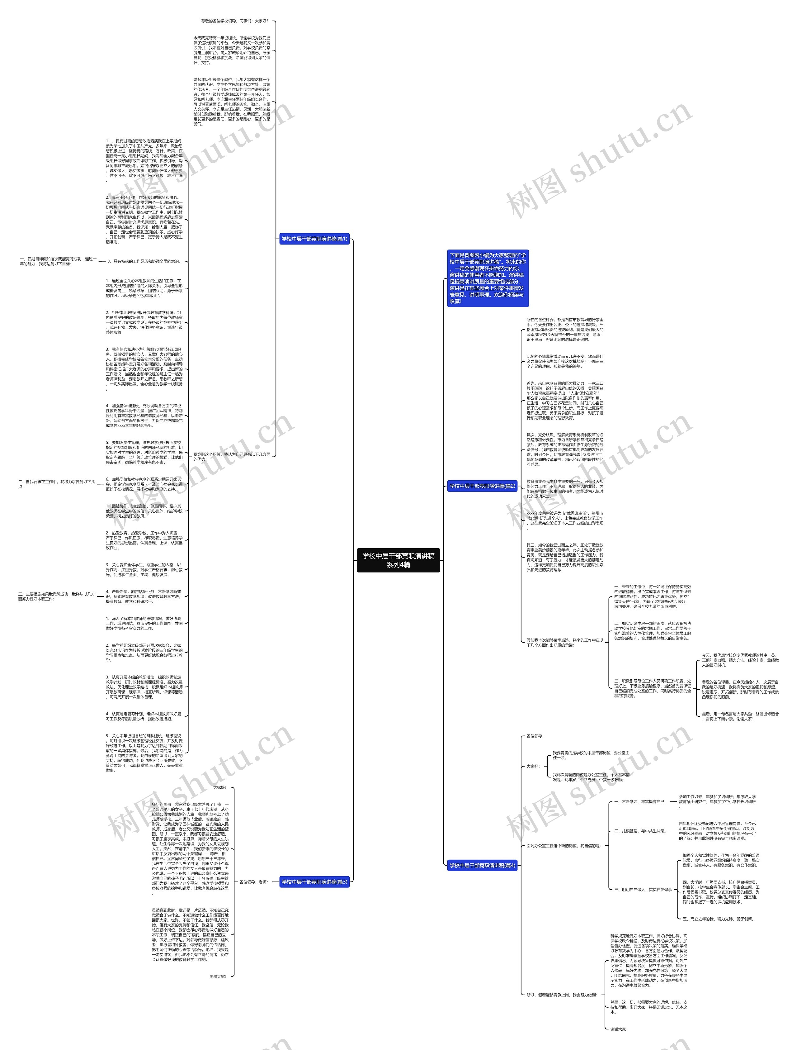 学校中层干部竞职演讲稿系列4篇思维导图