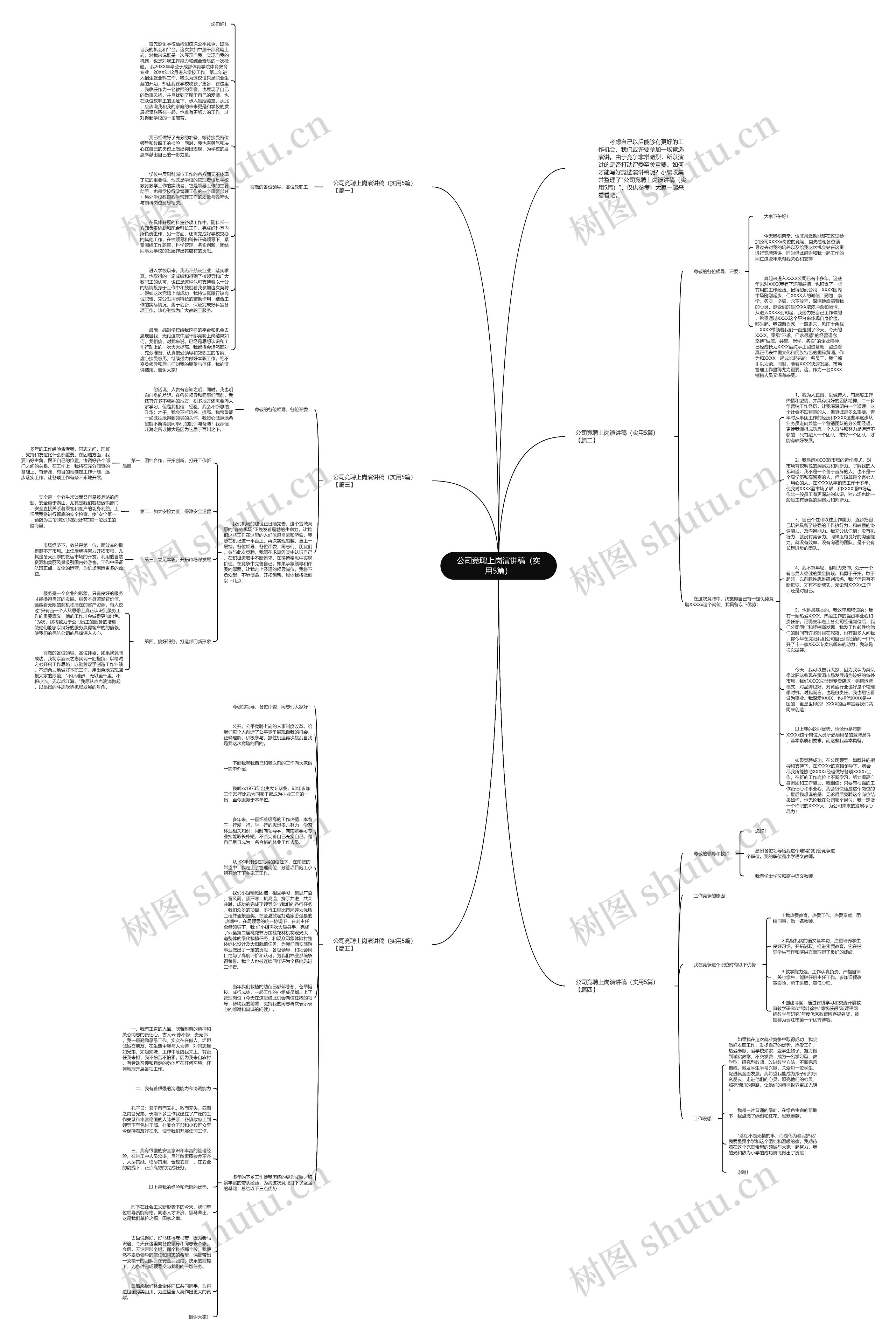 公司竞聘上岗演讲稿（实用5篇）思维导图