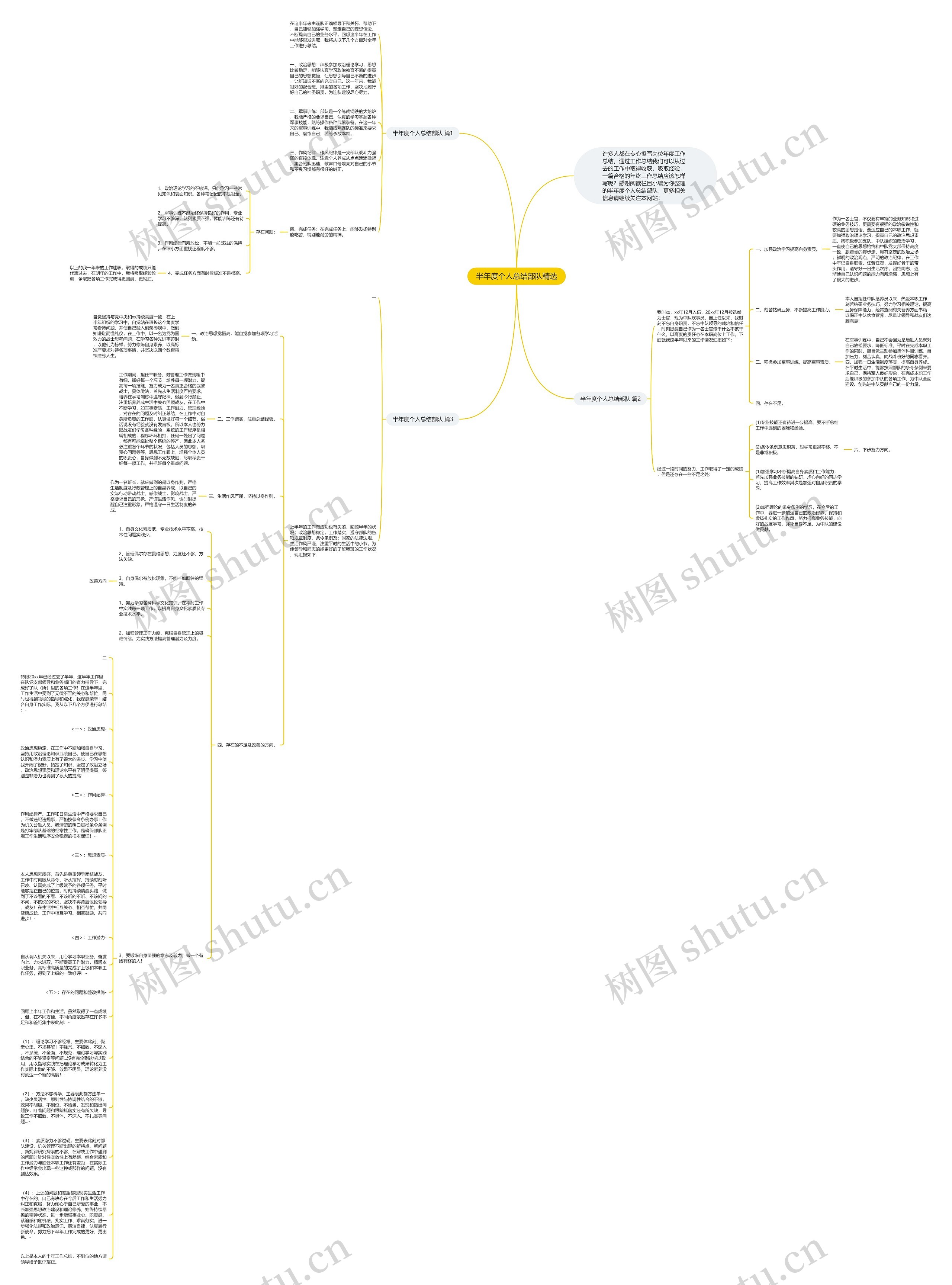半年度个人总结部队精选思维导图