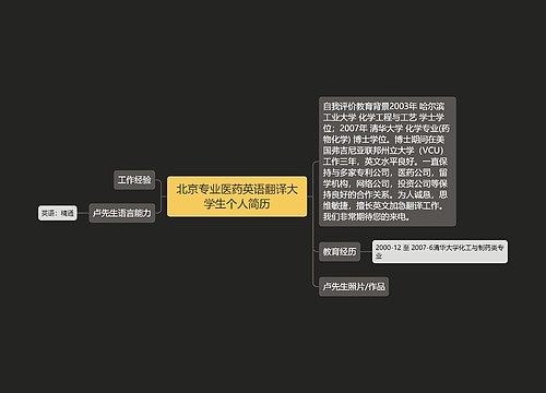 北京专业医药英语翻译大学生个人简历