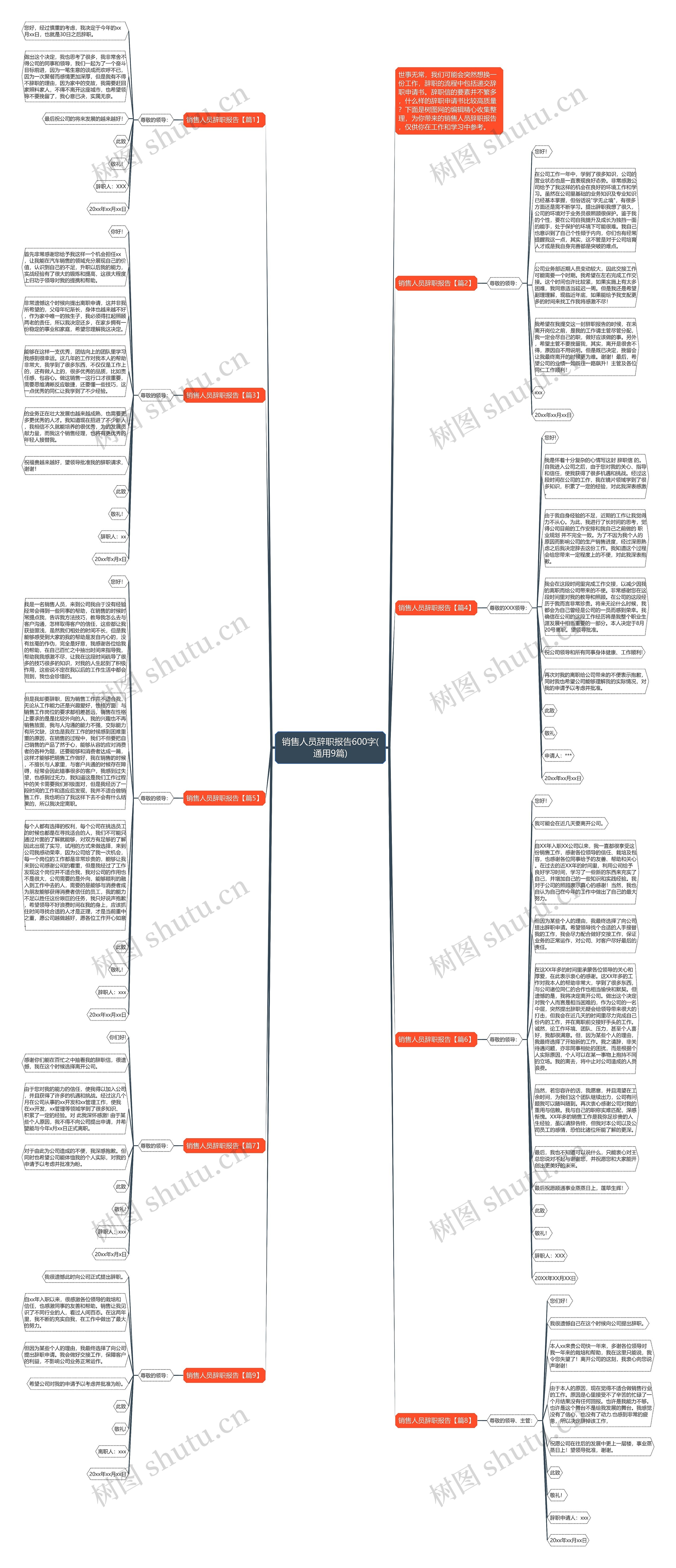 销售人员辞职报告600字(通用9篇)思维导图