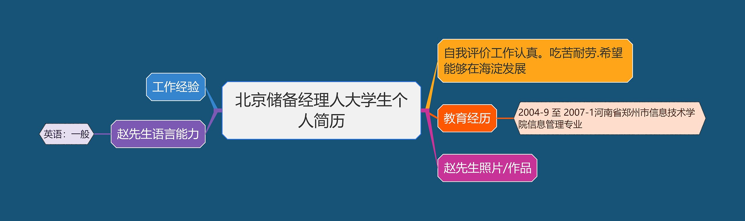 北京储备经理人大学生个人简历思维导图