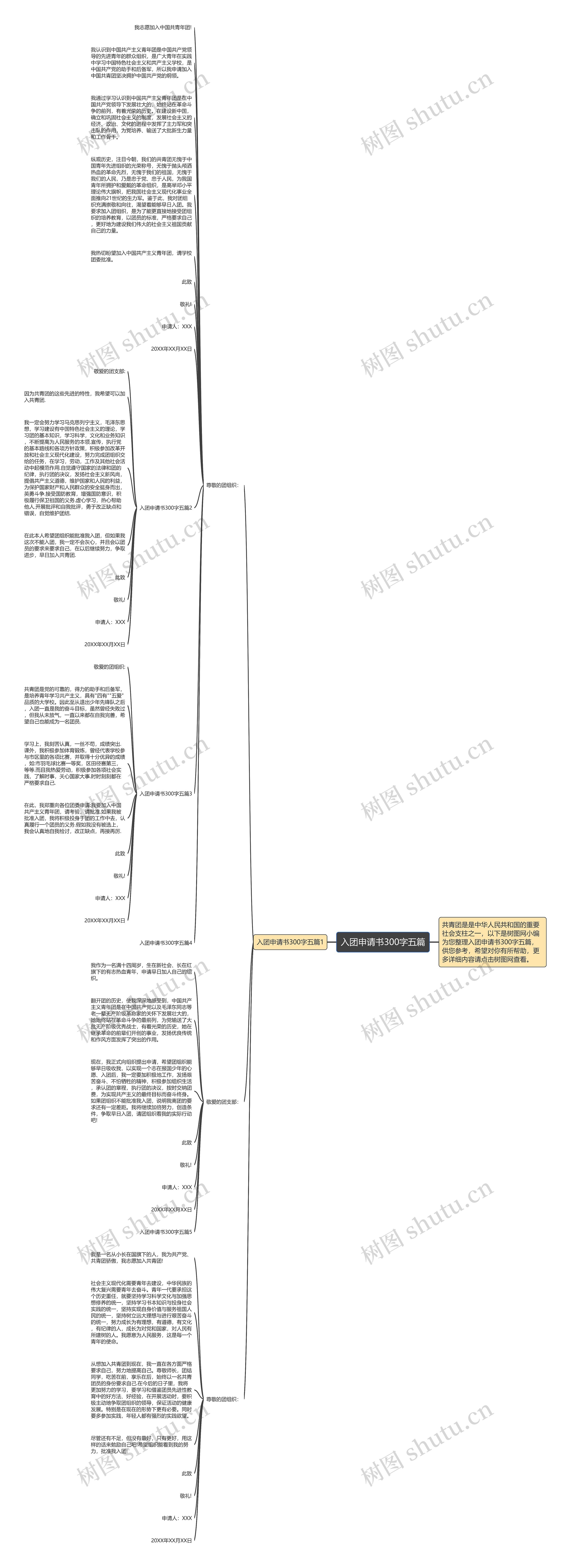 入团申请书300字五篇思维导图