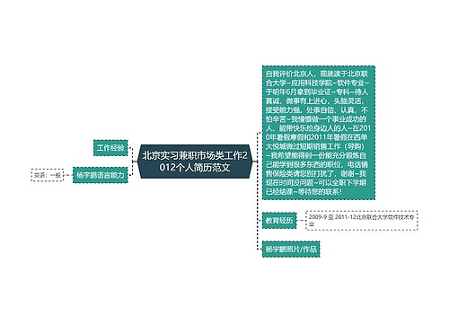 北京实习兼职市场类工作2012个人简历范文