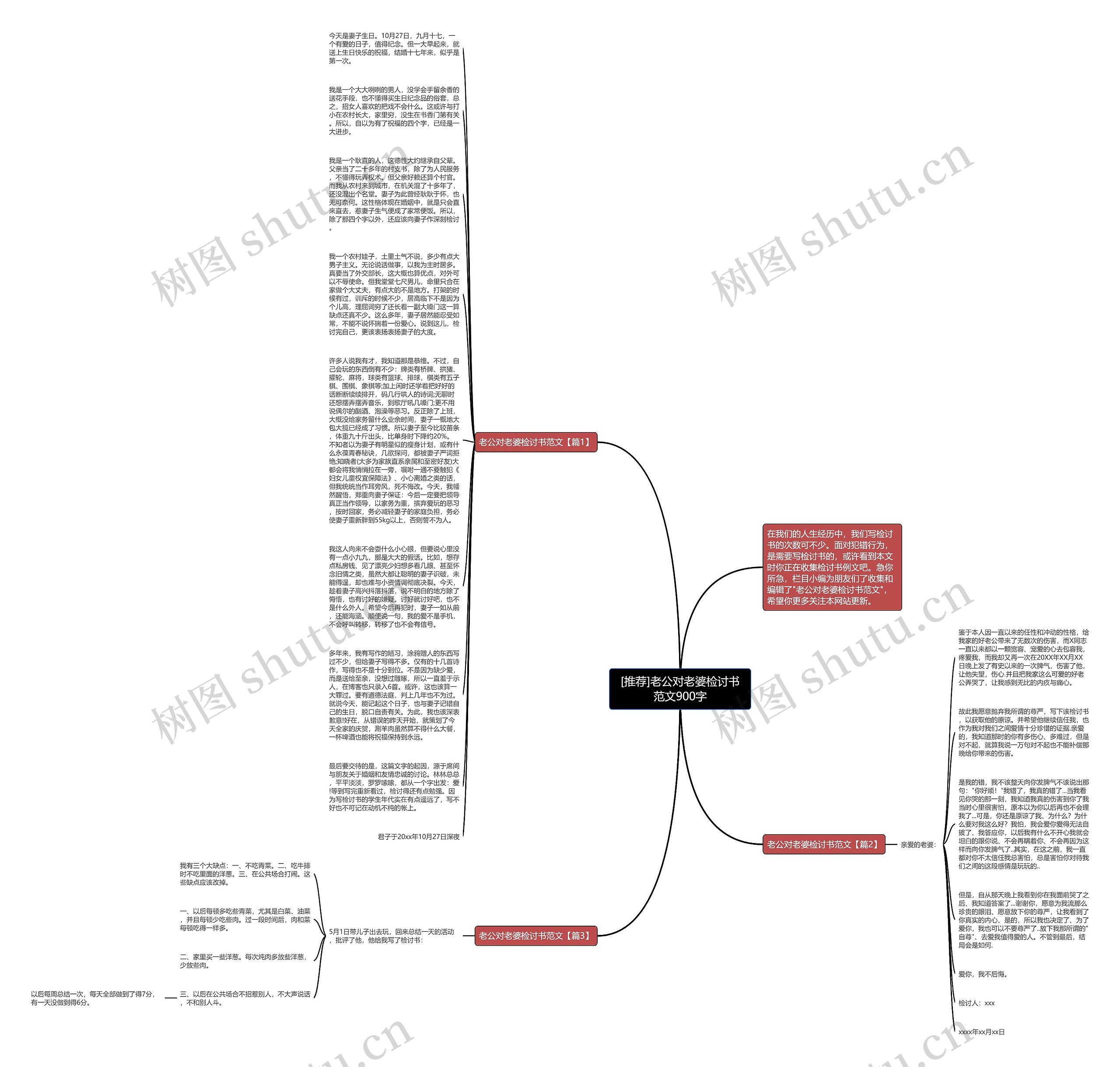 [推荐]老公对老婆检讨书范文900字思维导图