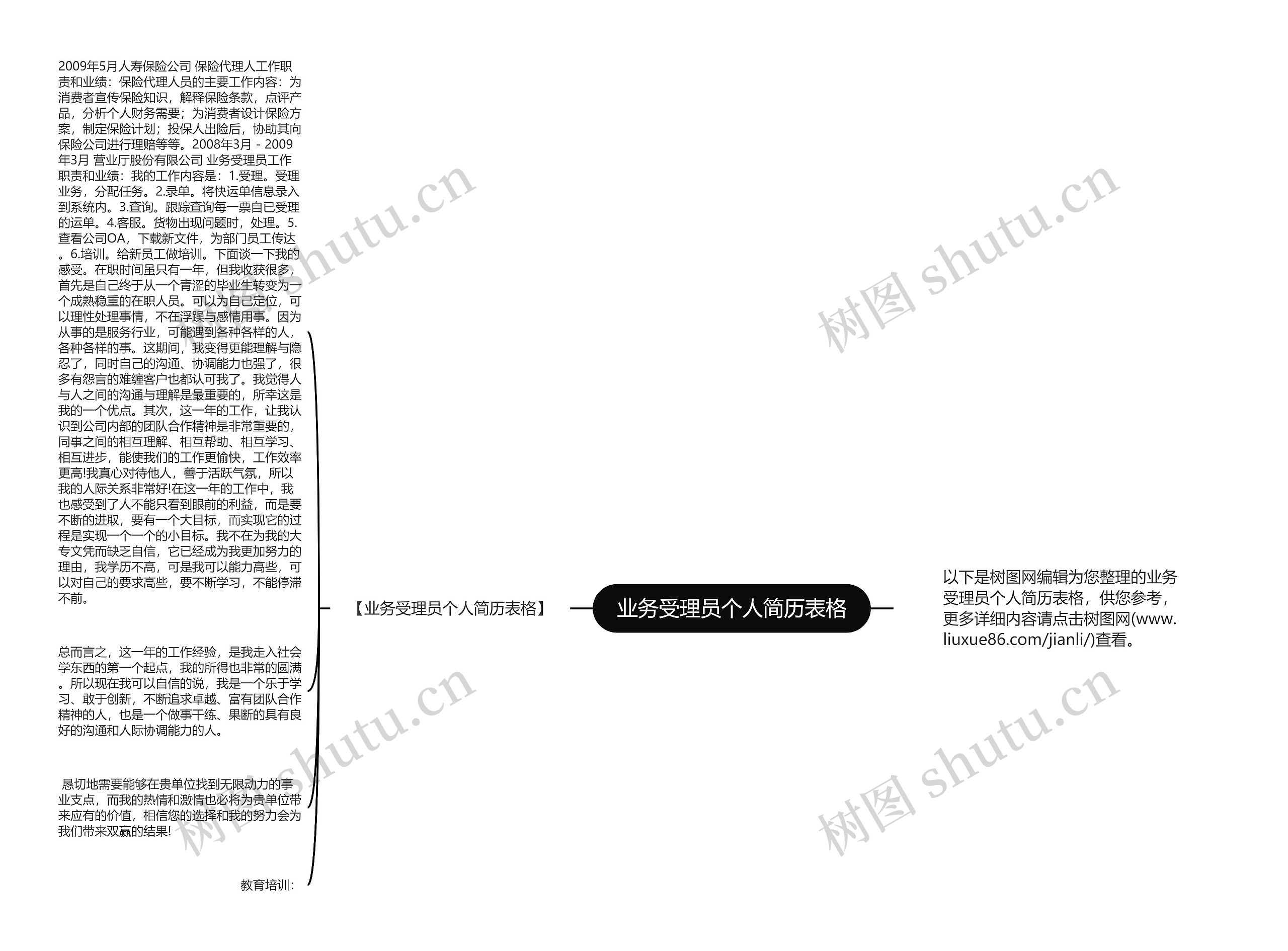 业务受理员个人简历表格