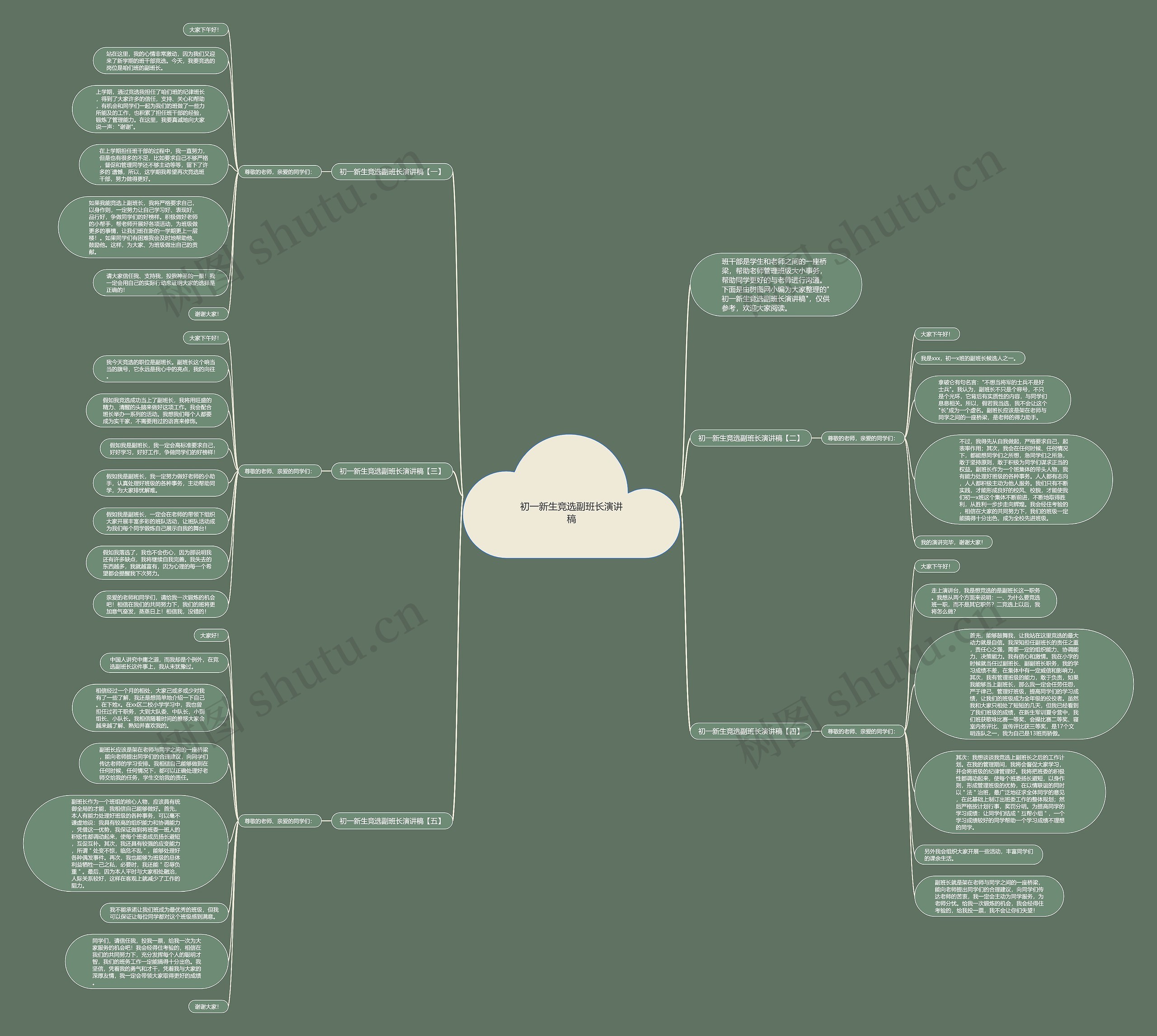 初一新生竞选副班长演讲稿思维导图