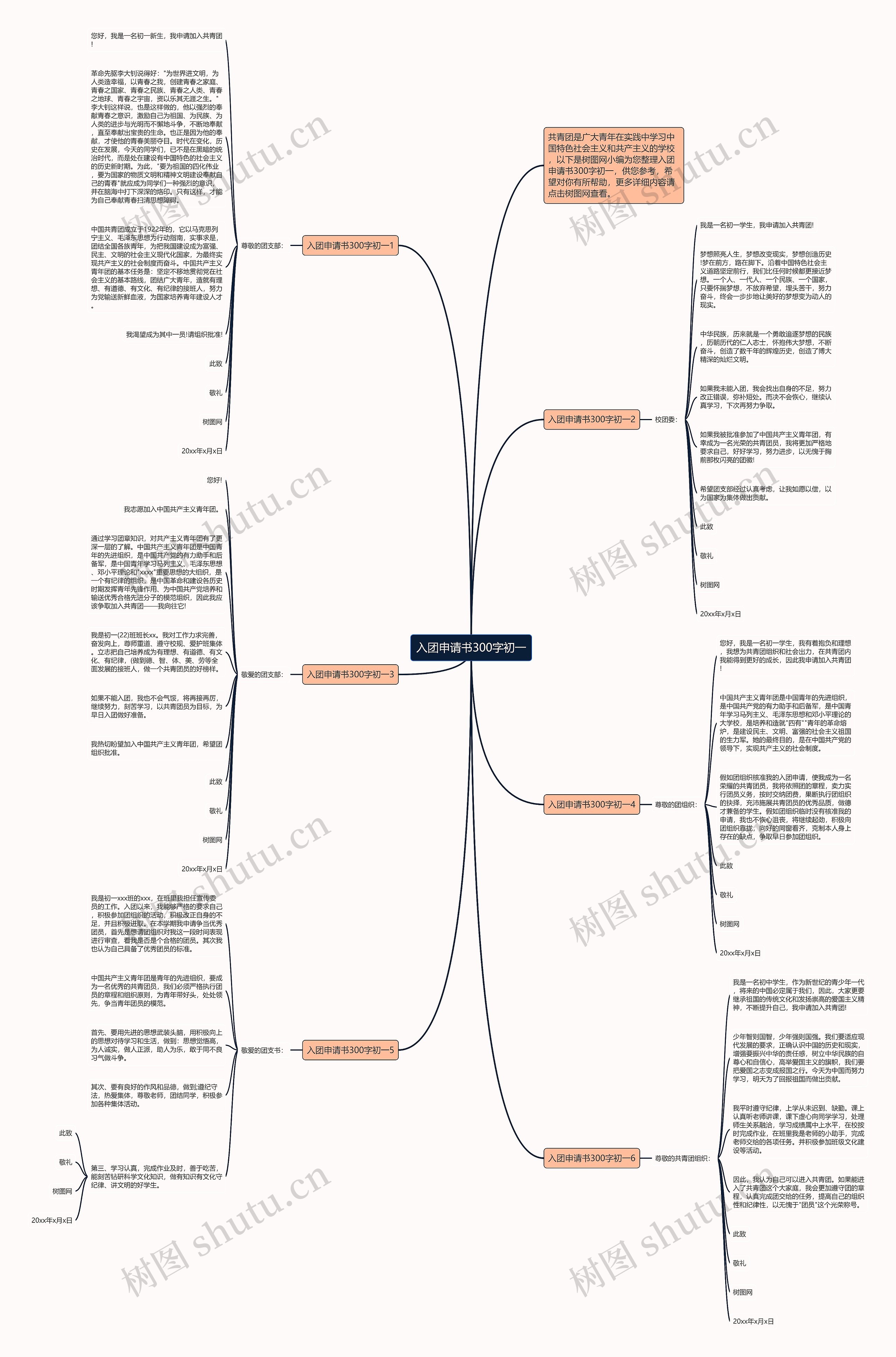 入团申请书300字初一思维导图