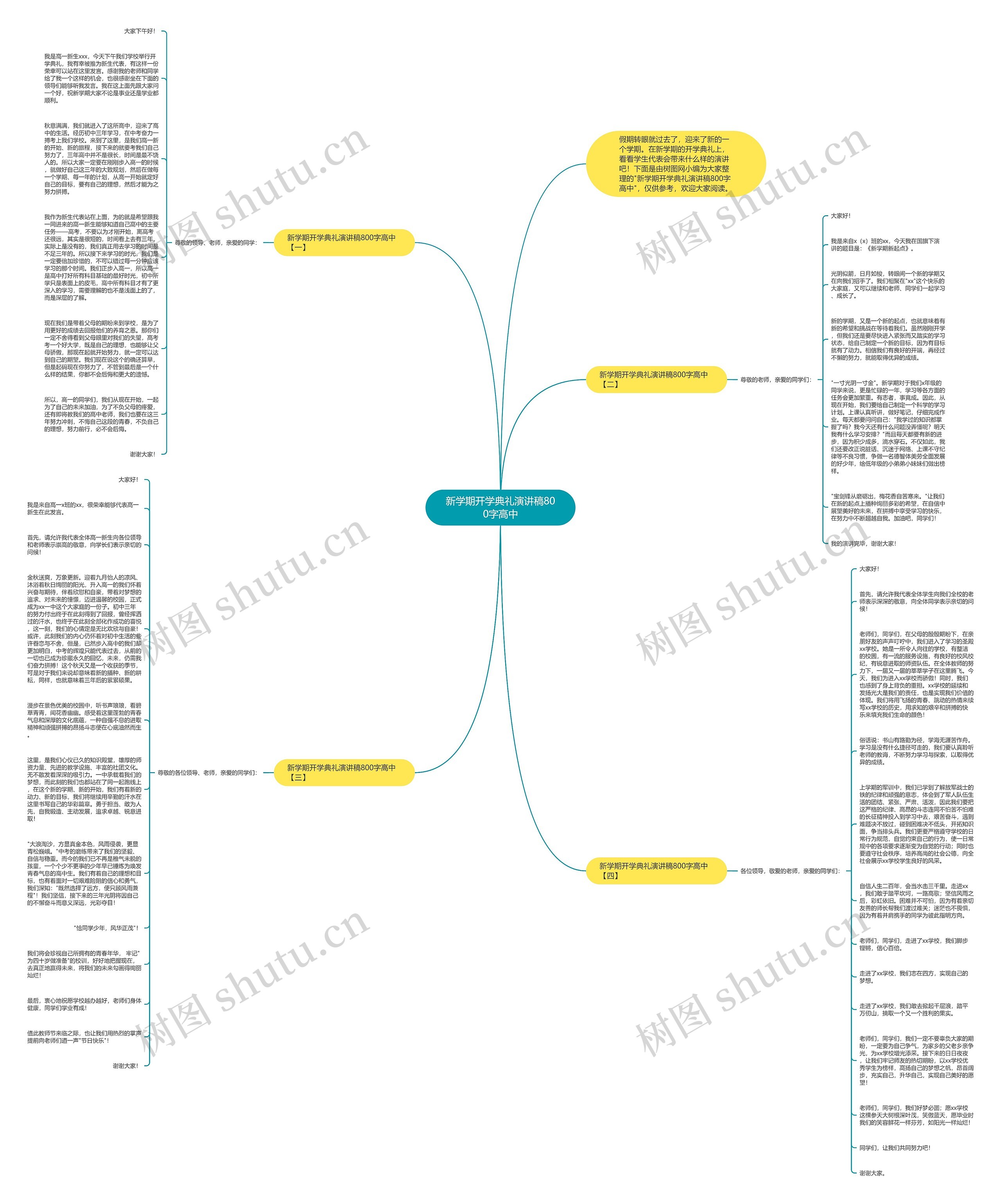 新学期开学典礼演讲稿800字高中思维导图