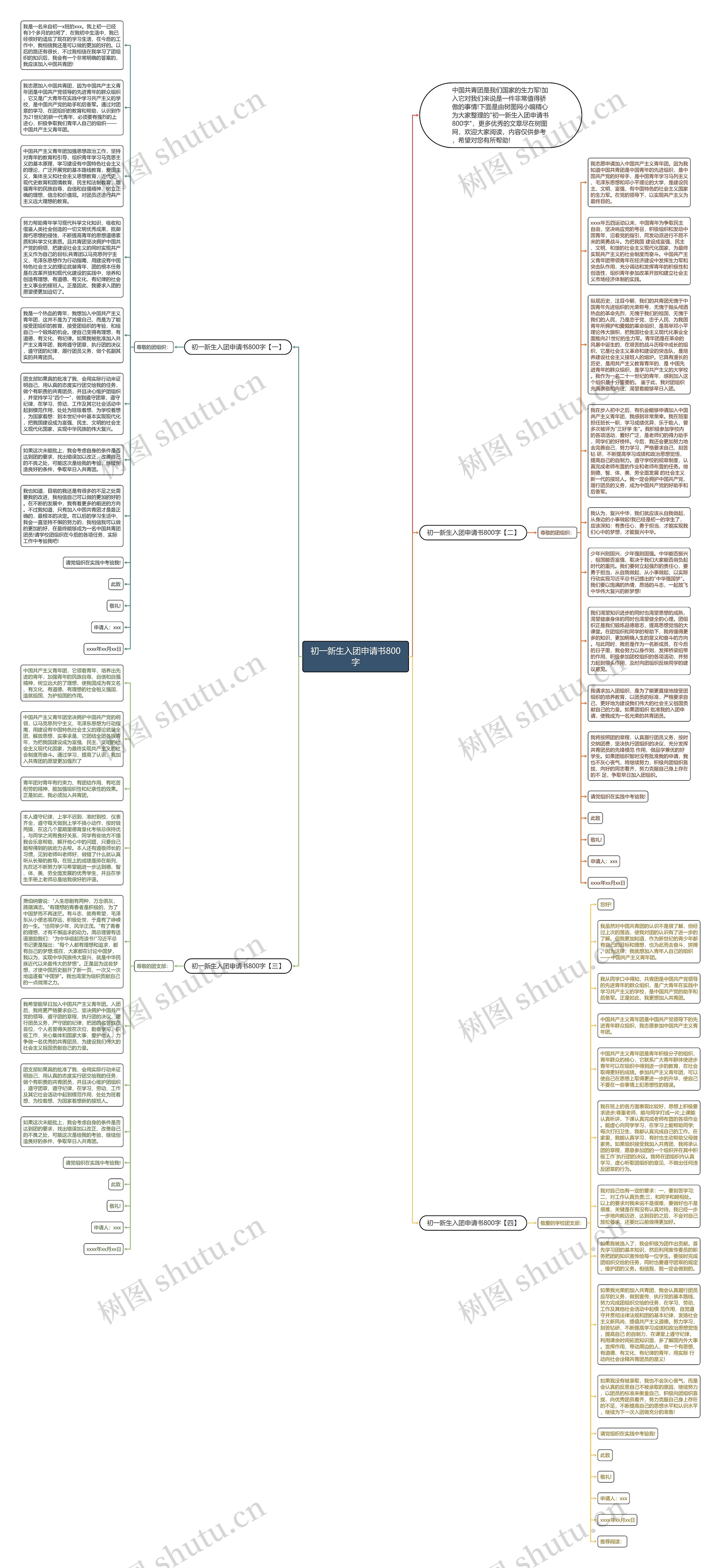 初一新生入团申请书800字思维导图