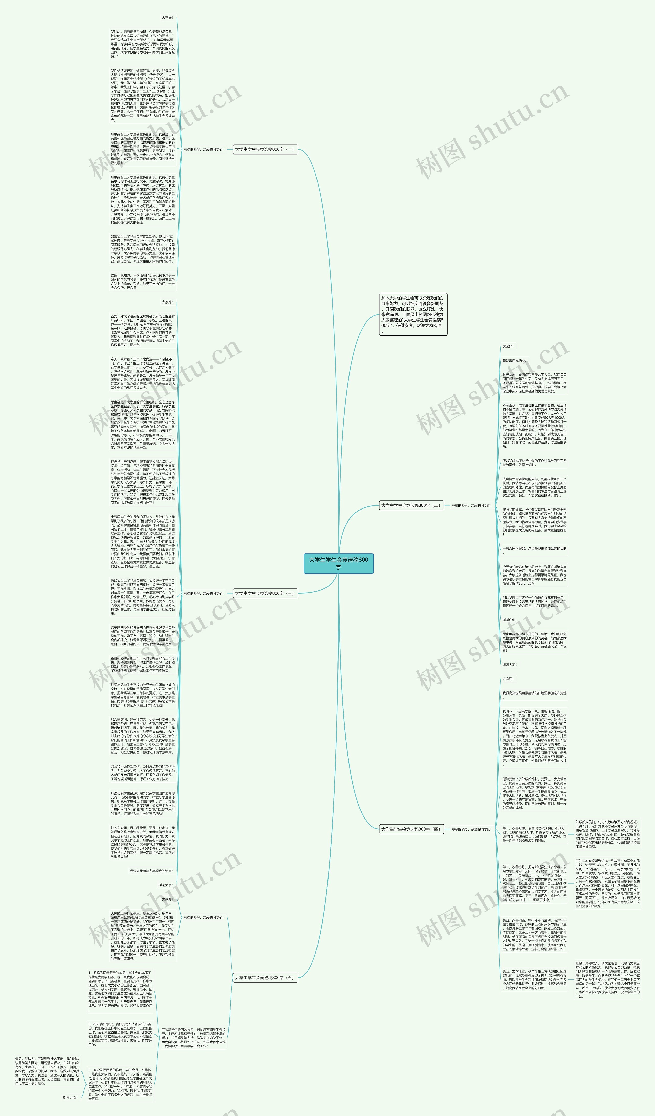 大学生学生会竞选稿800字思维导图