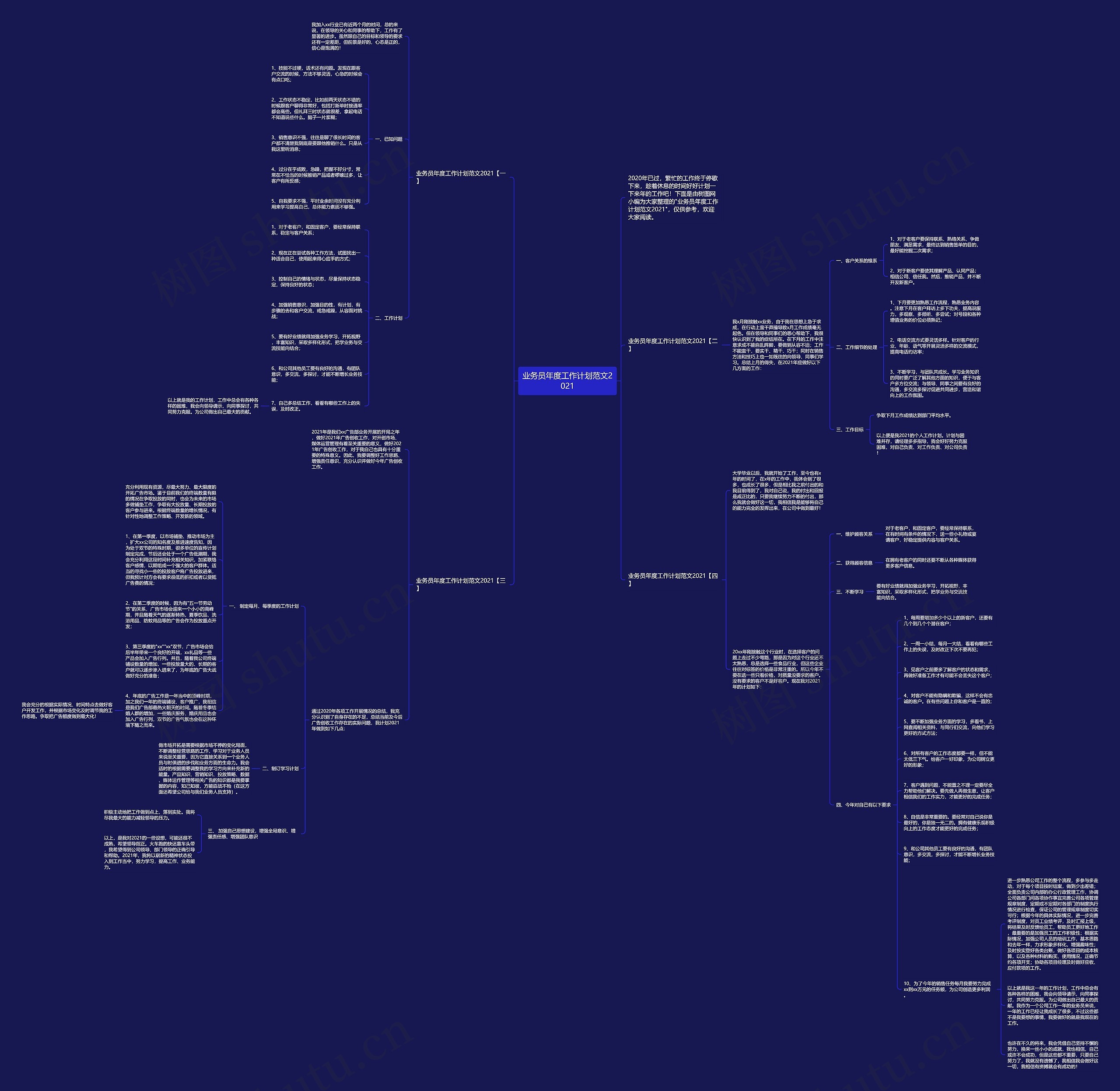 业务员年度工作计划范文2021思维导图