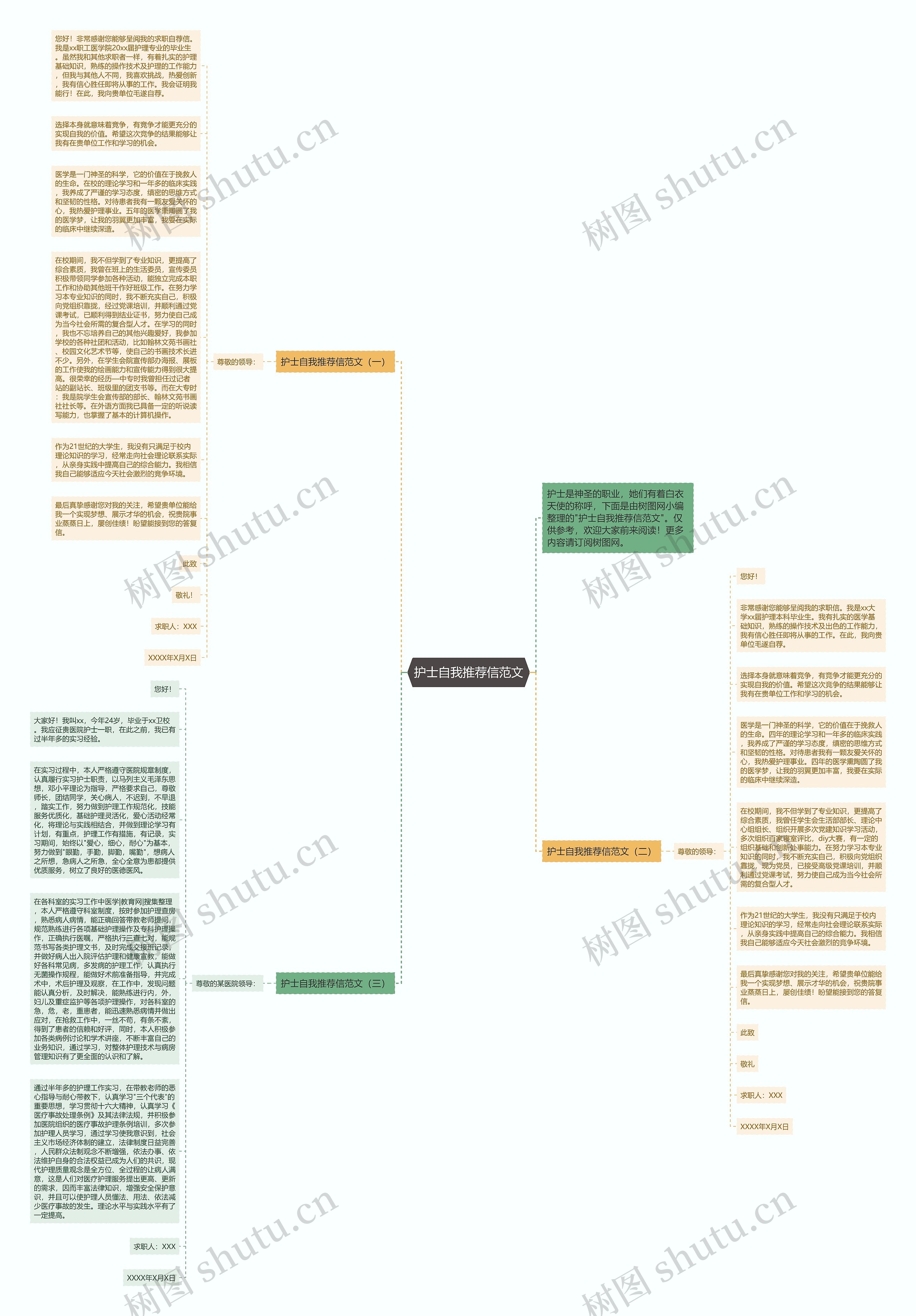 护士自我推荐信范文思维导图