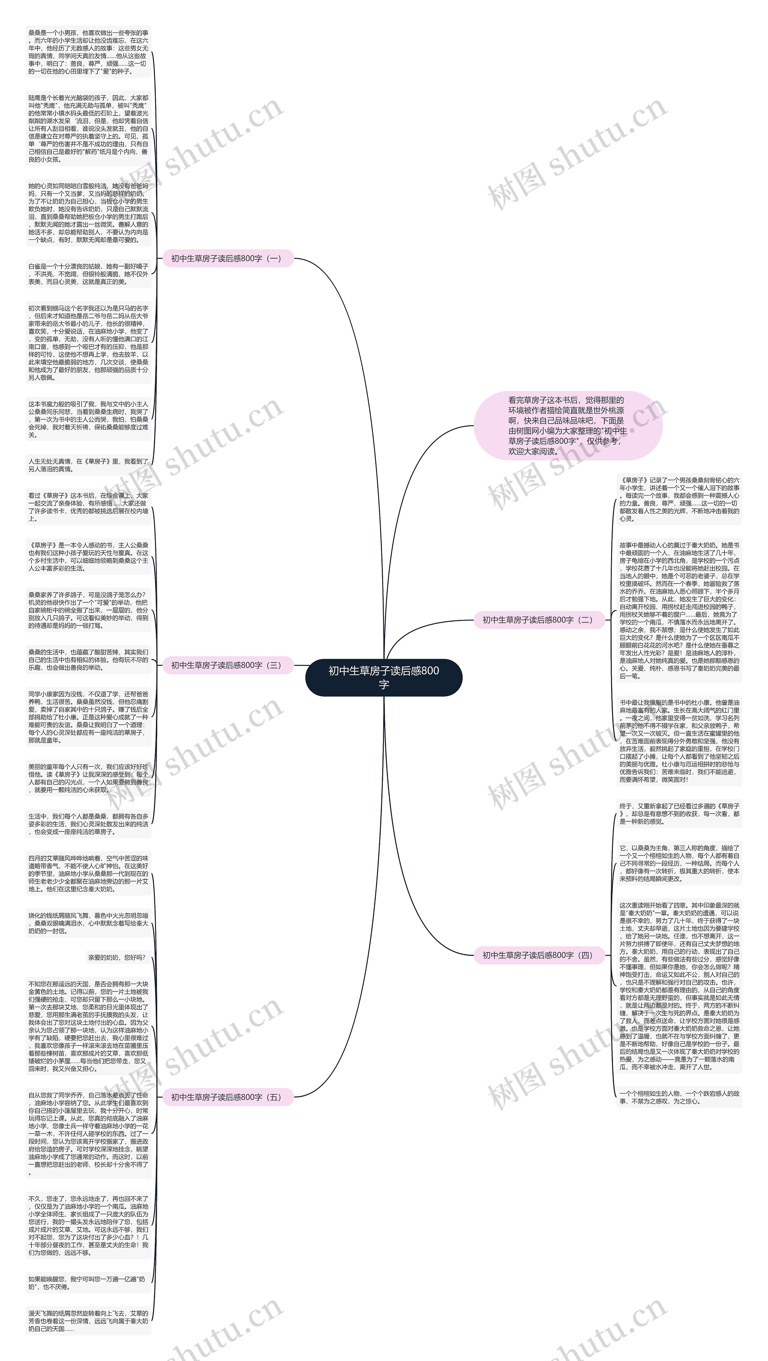 初中生草房子读后感800字思维导图