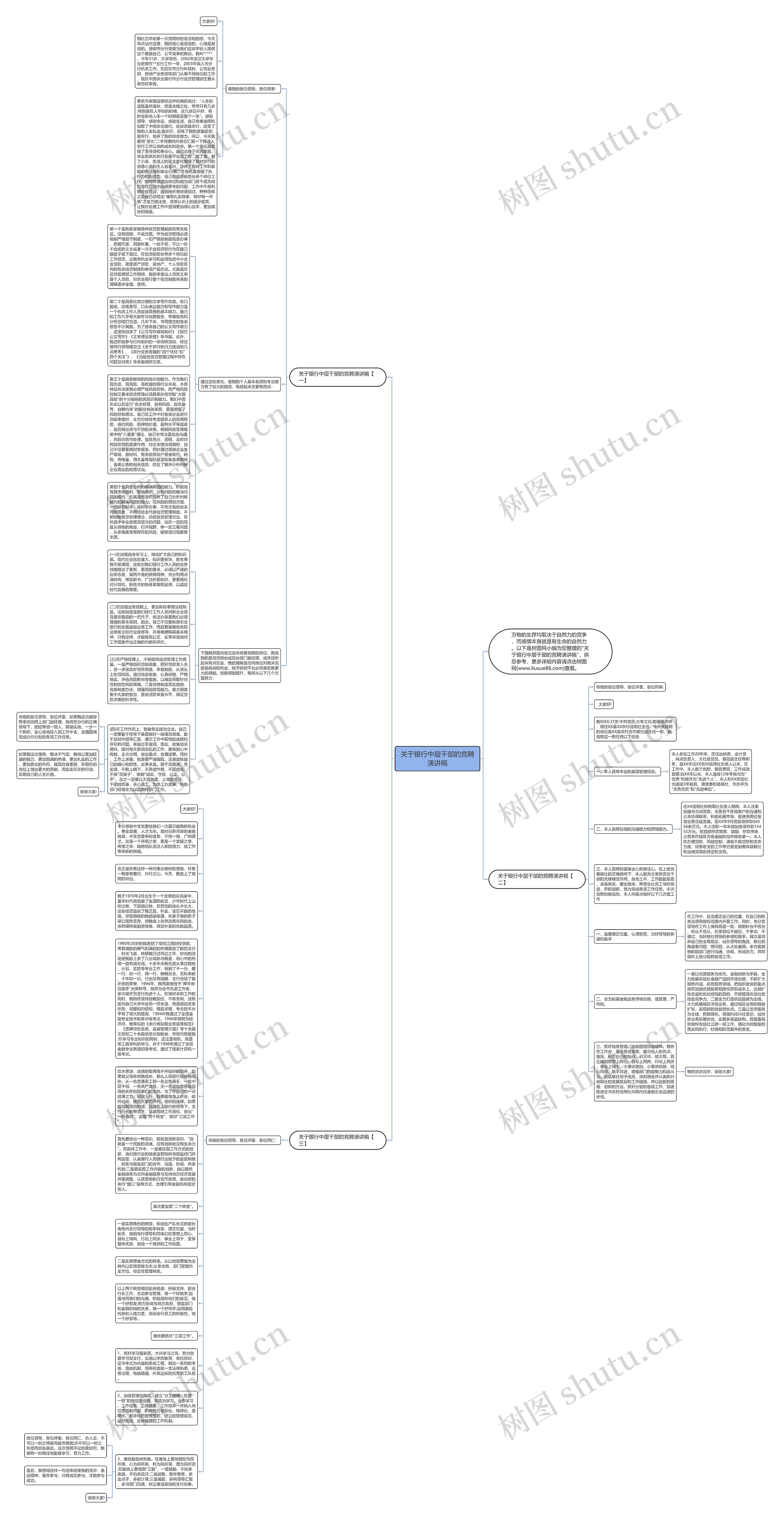 关于银行中层干部的竞聘演讲稿思维导图