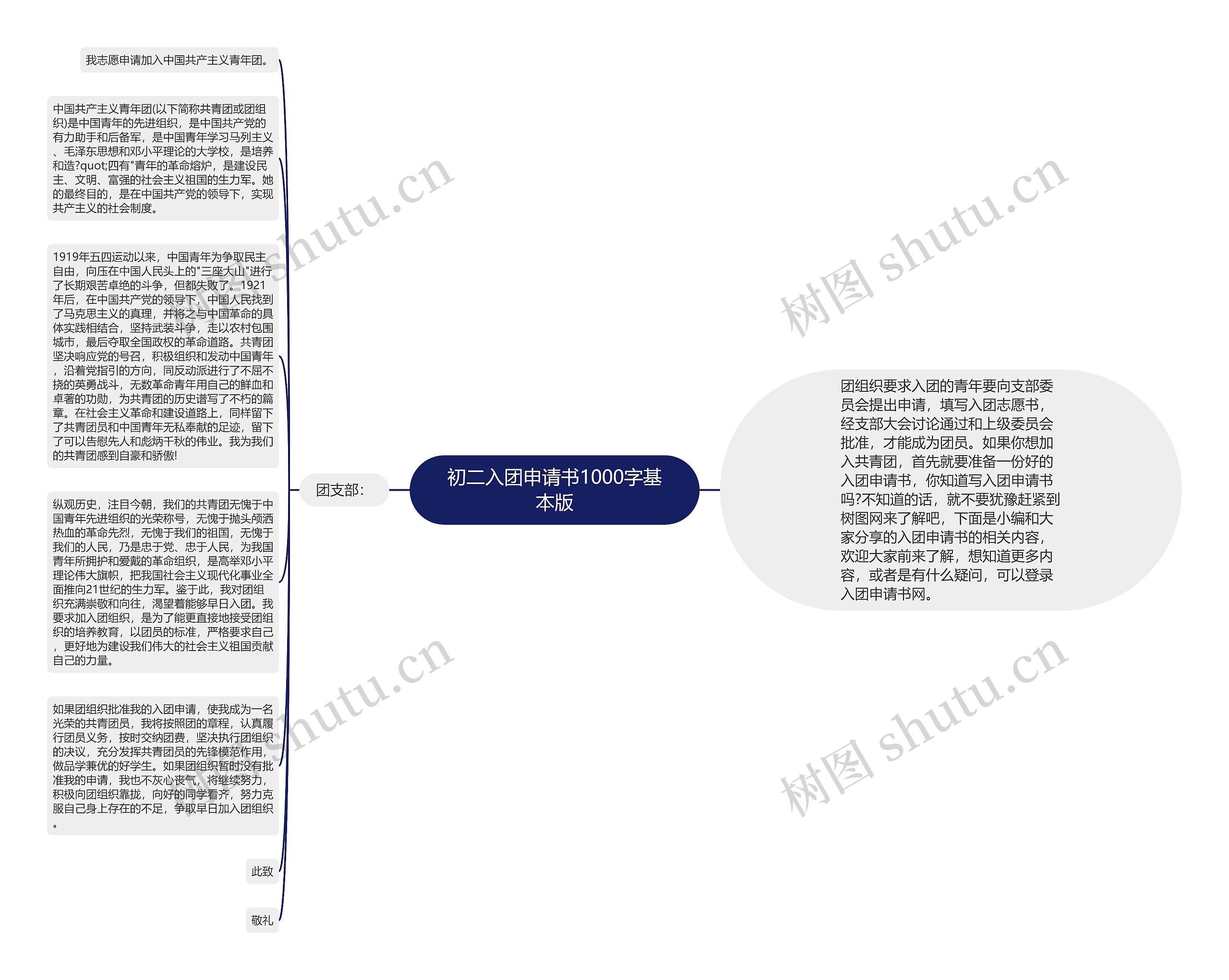 初二入团申请书1000字基本版思维导图