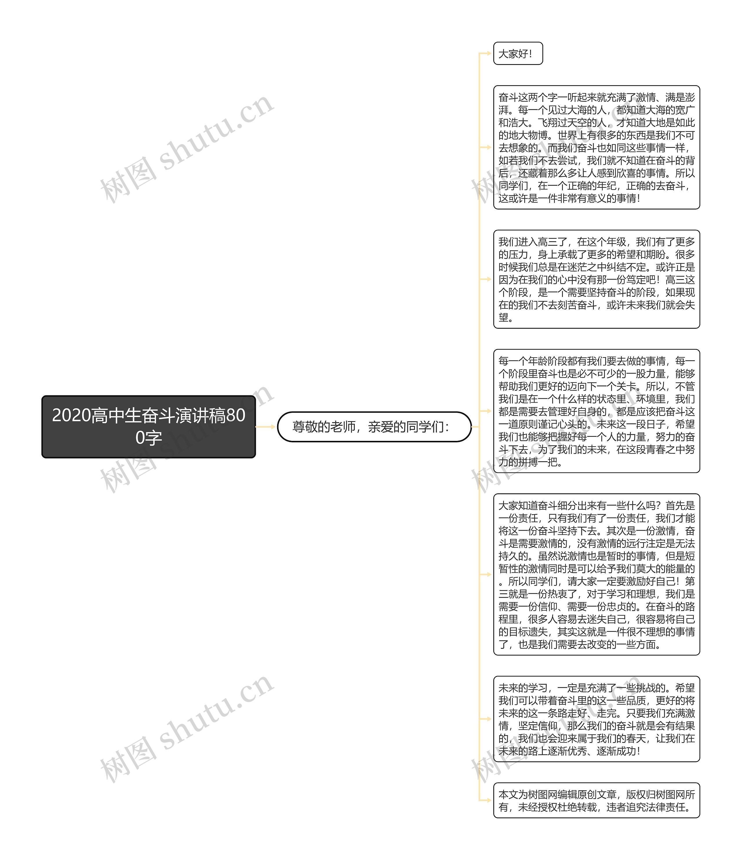 2020高中生奋斗演讲稿800字思维导图