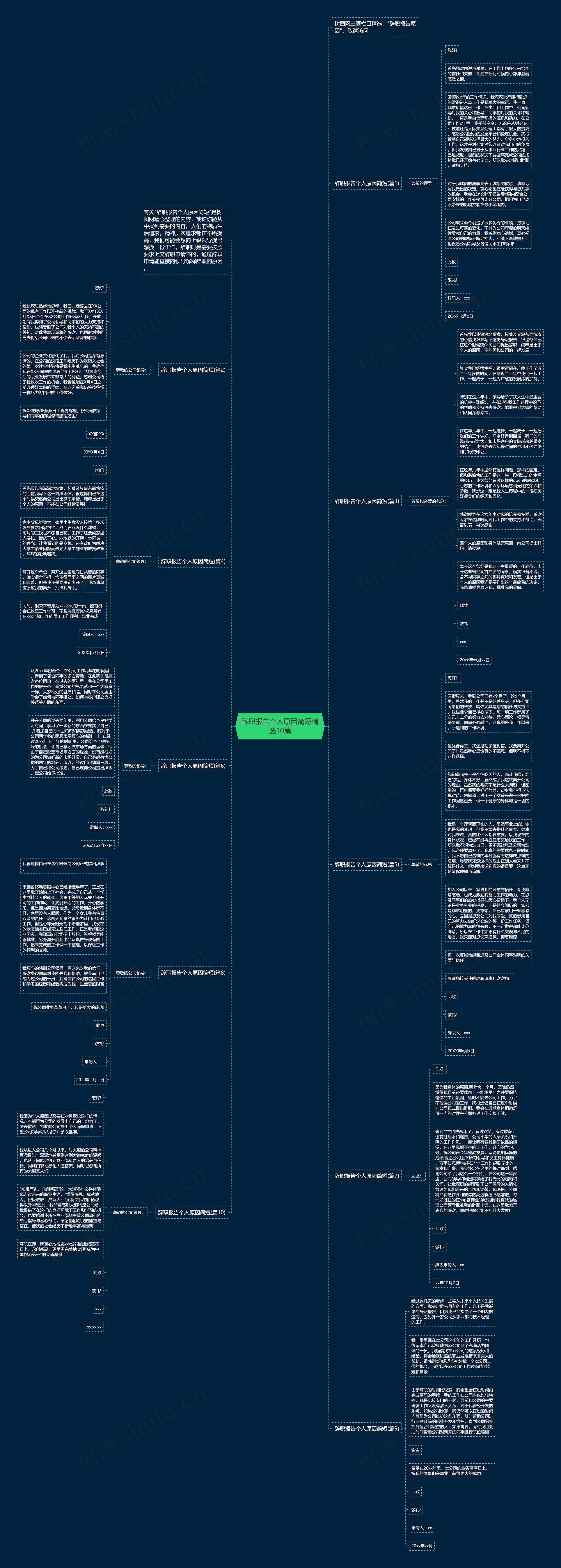 辞职报告个人原因简短精选10篇思维导图