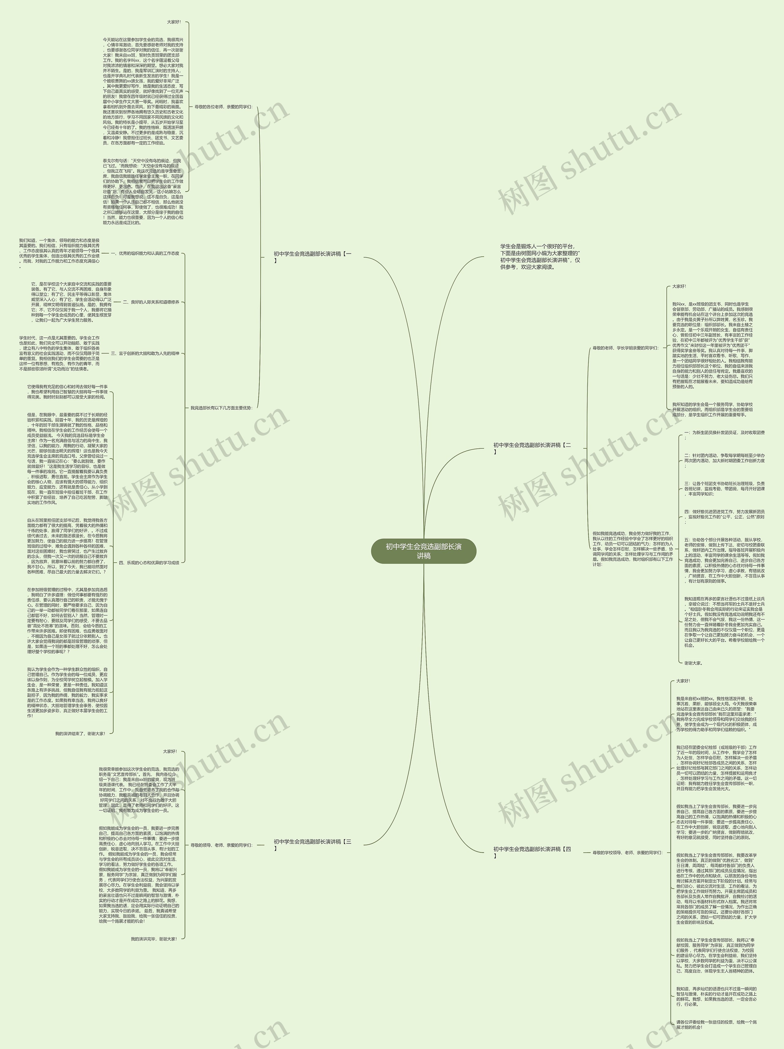 初中学生会竞选副部长演讲稿思维导图