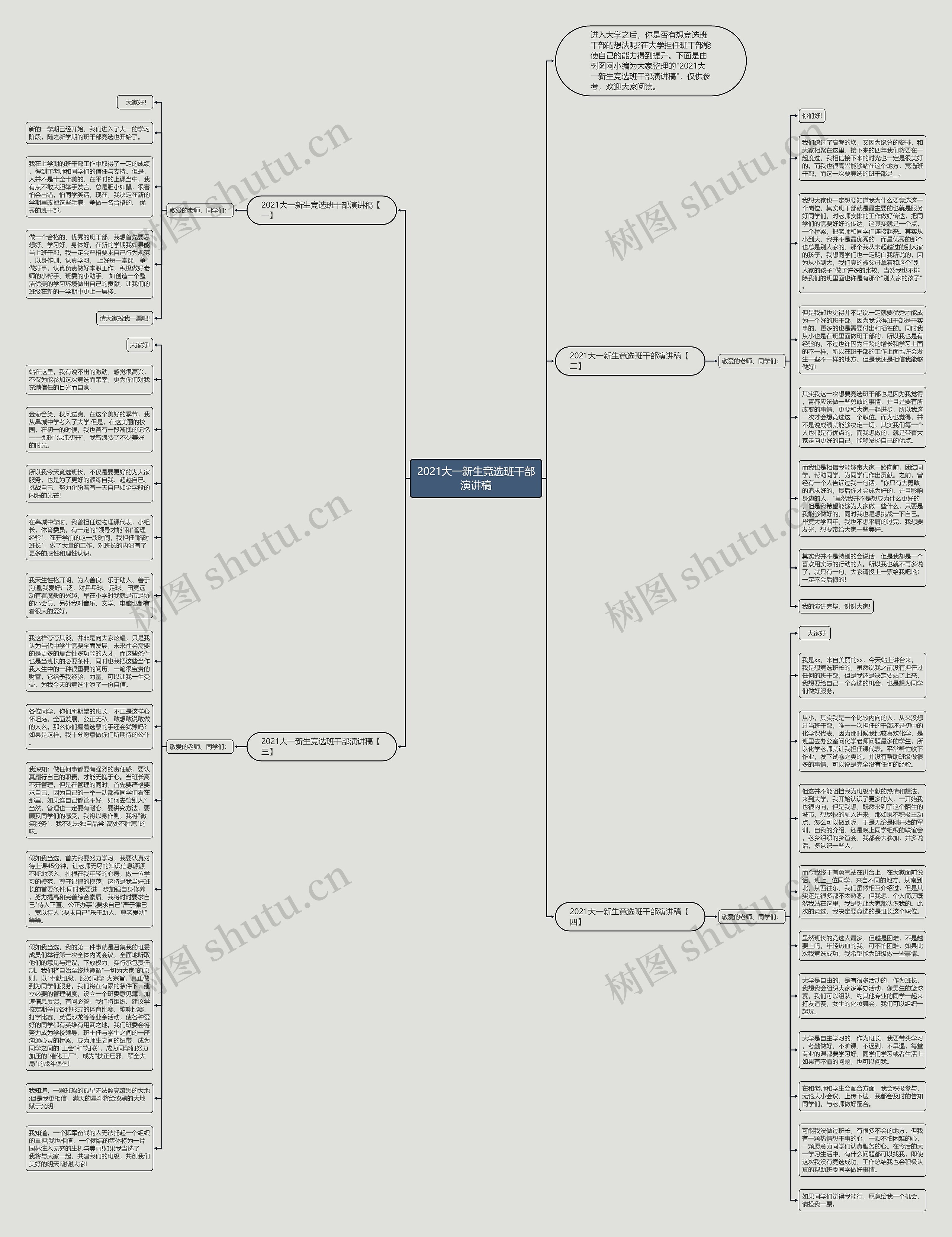 2021大一新生竞选班干部演讲稿思维导图