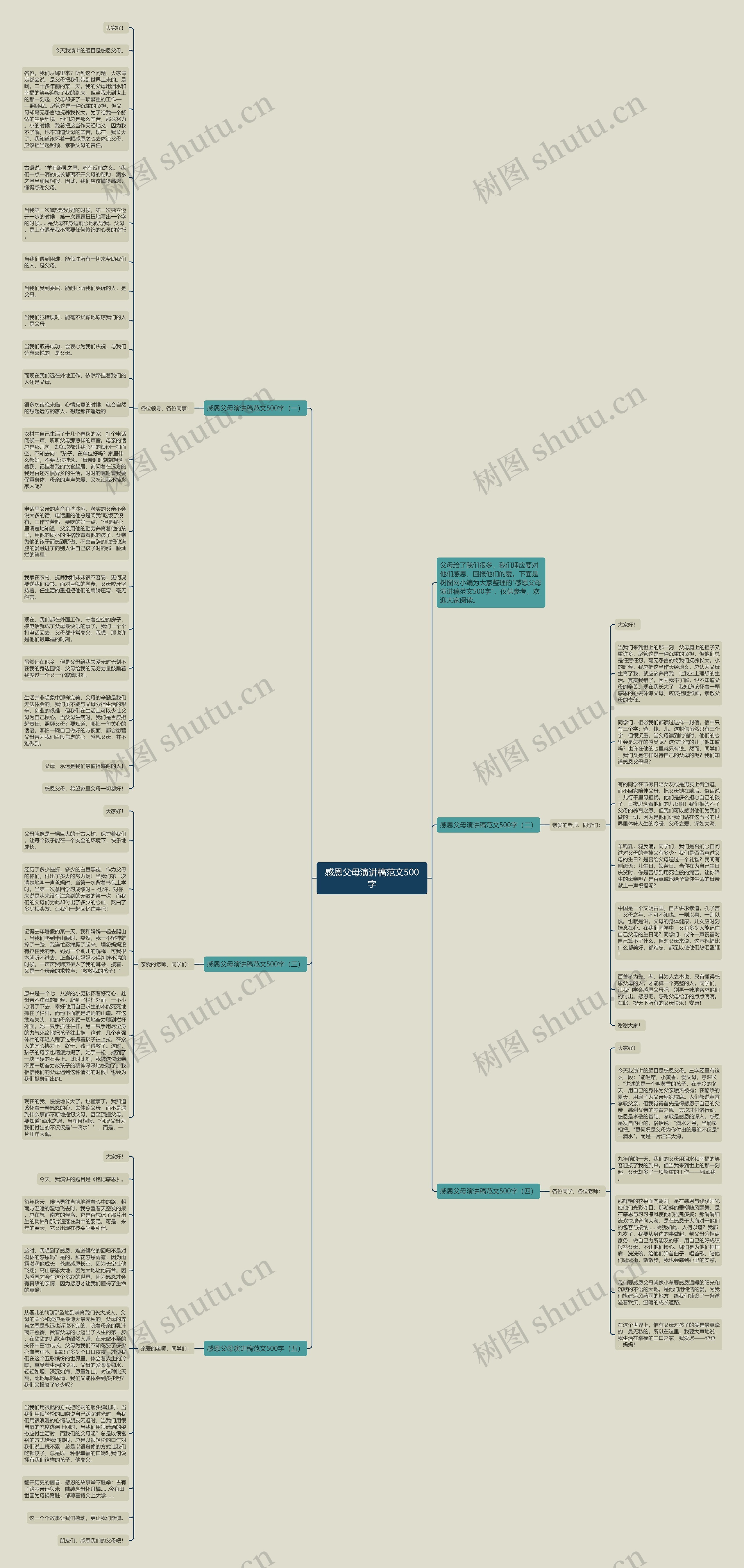 感恩父母演讲稿范文500字思维导图