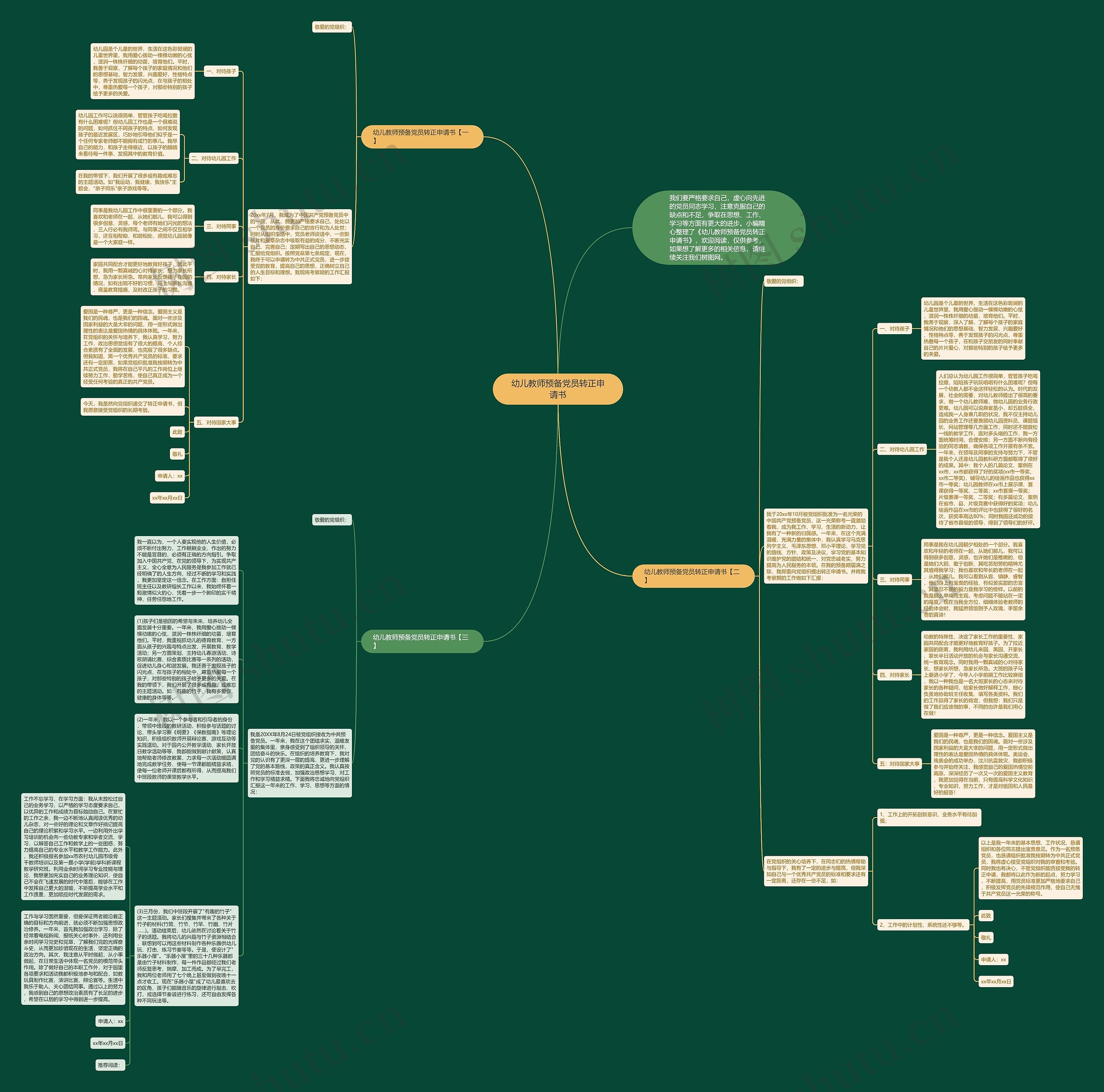 幼儿教师预备党员转正申请书思维导图