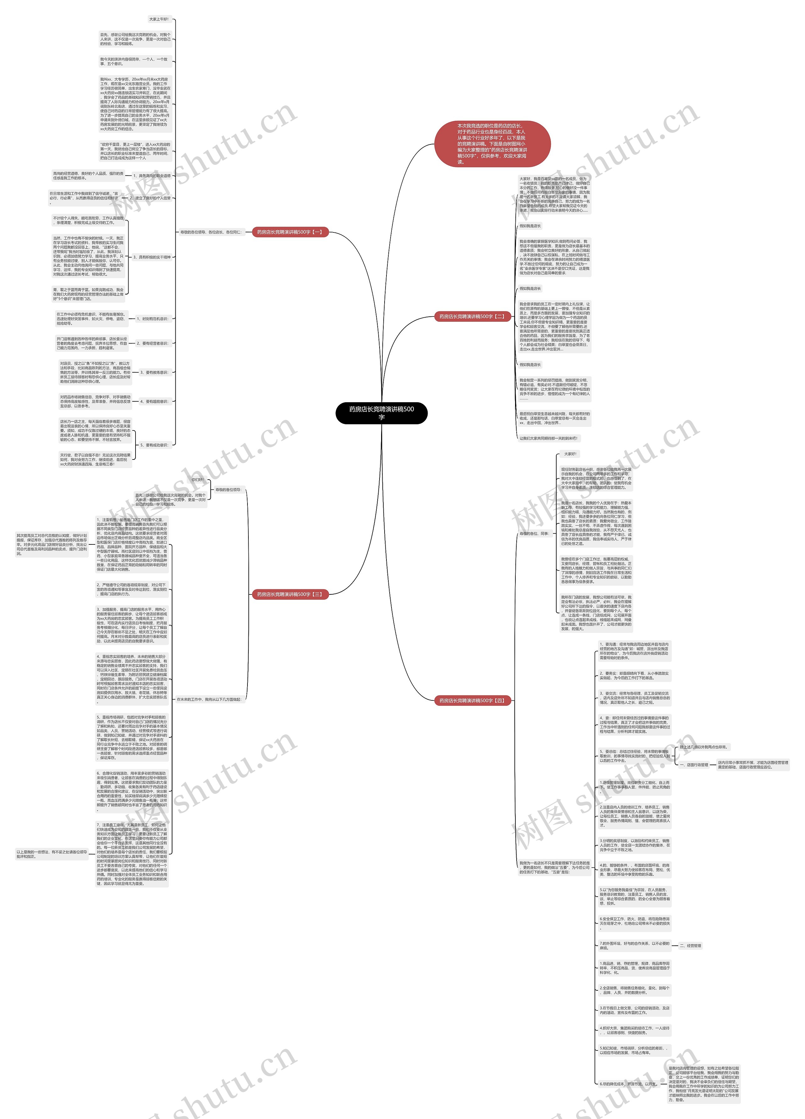 药房店长竞聘演讲稿500字思维导图