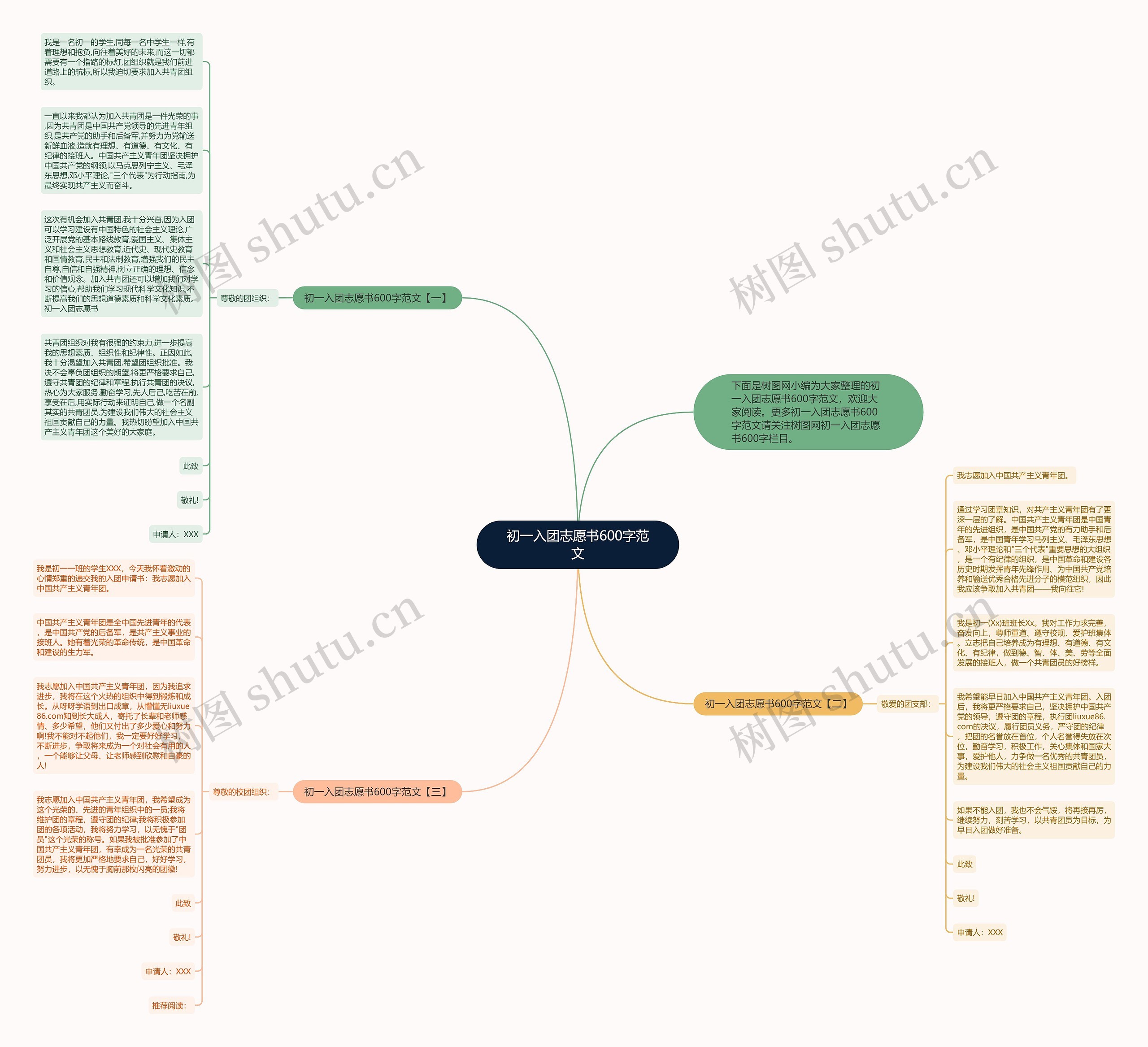 初一入团志愿书600字范文思维导图
