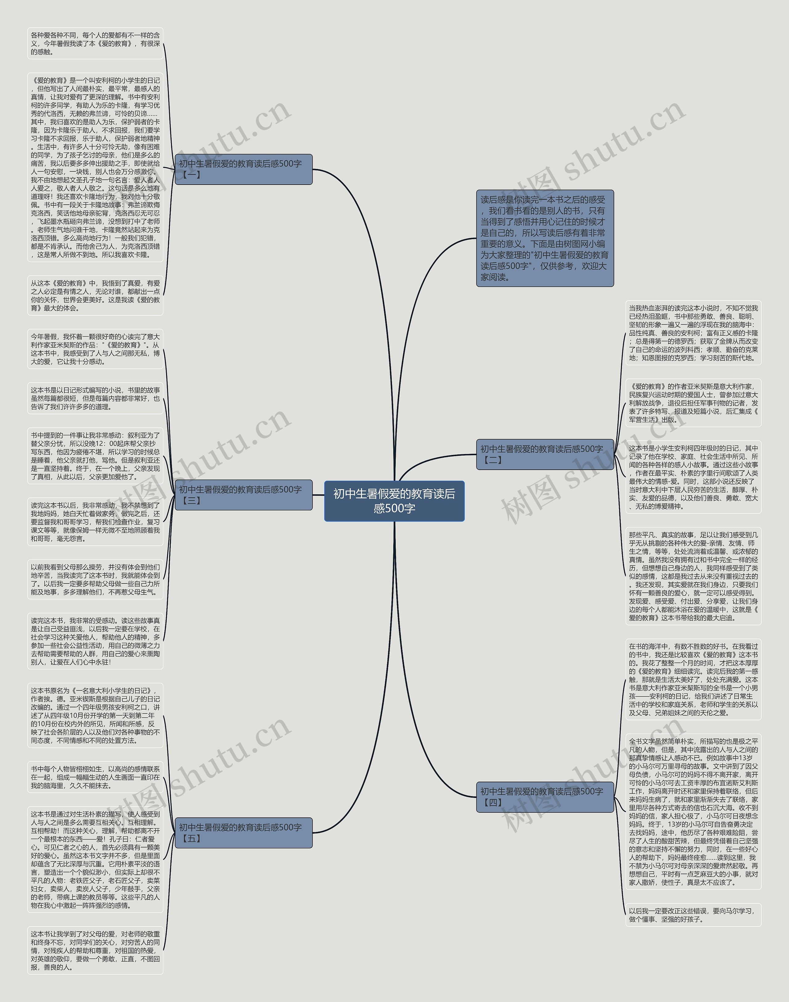 初中生暑假爱的教育读后感500字思维导图