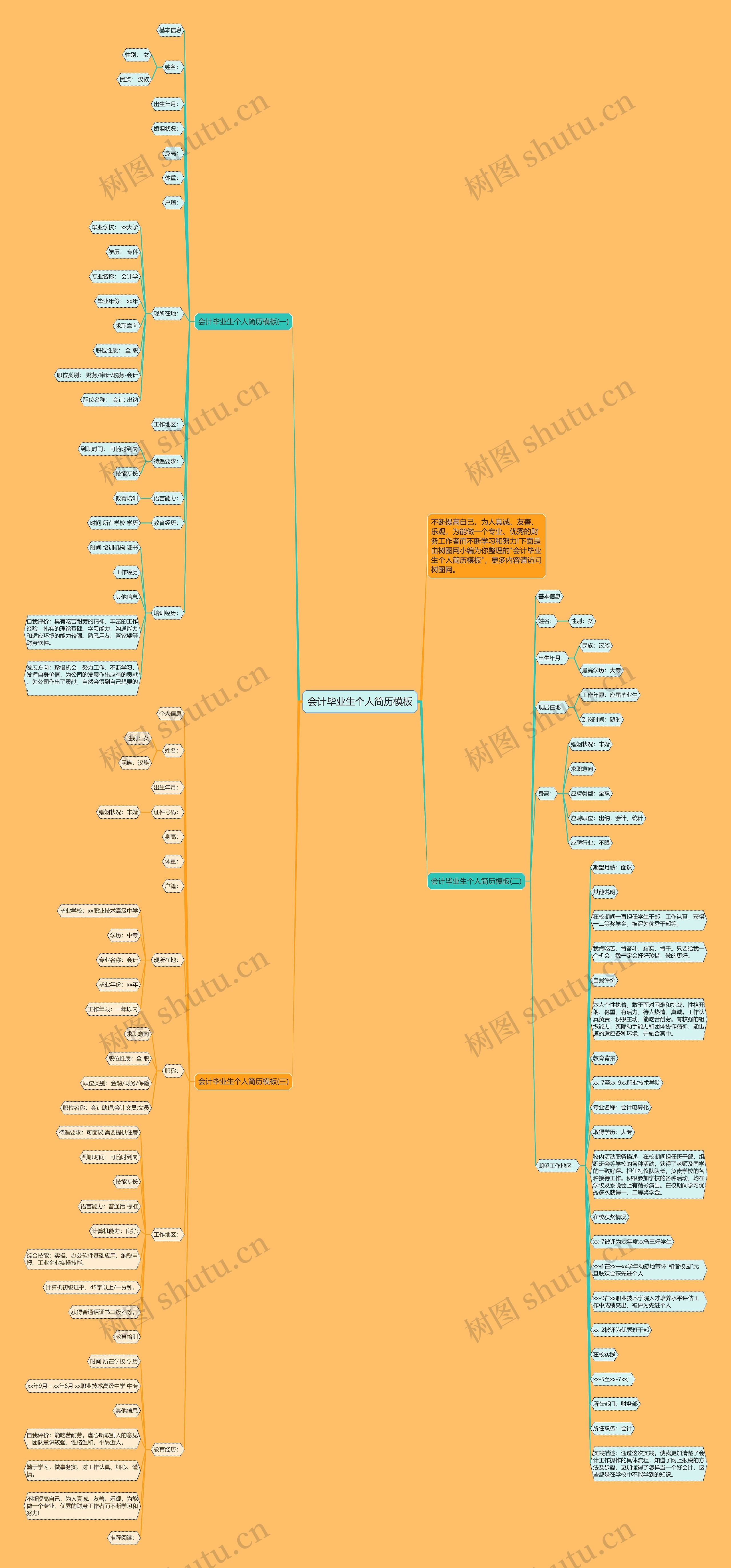 会计毕业生个人简历思维导图