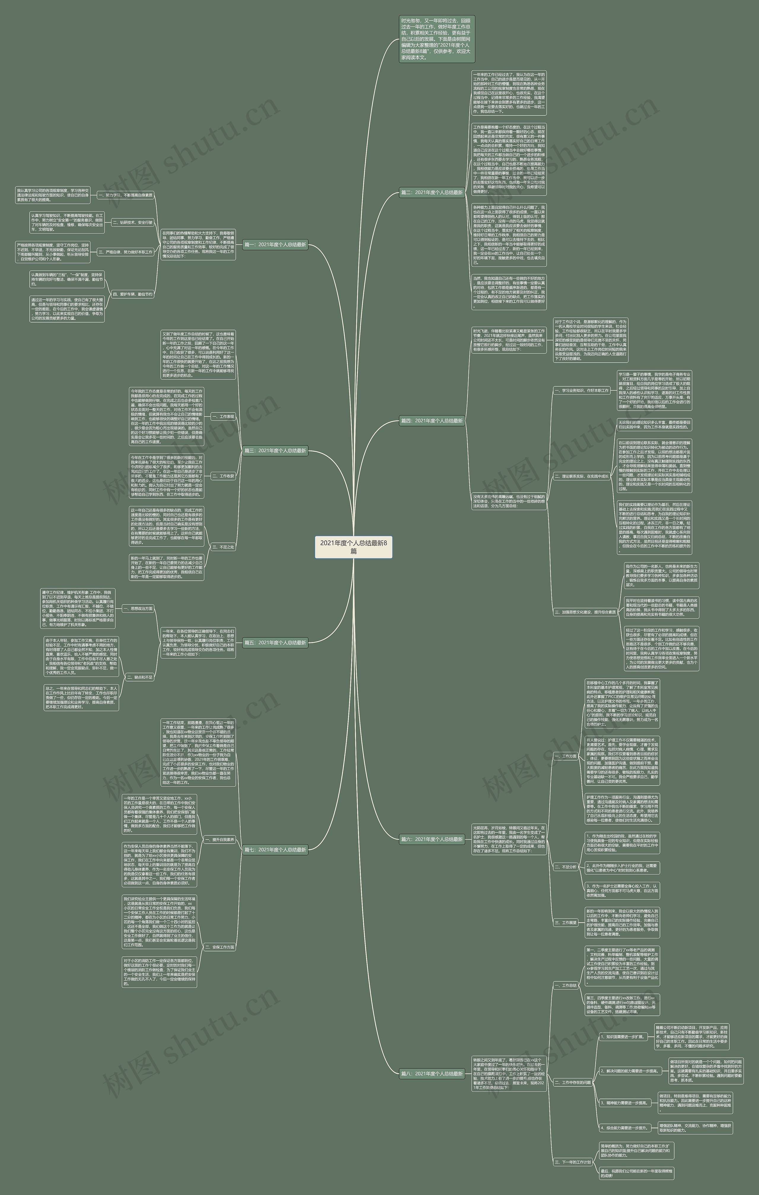 2021年度个人总结最新8篇思维导图