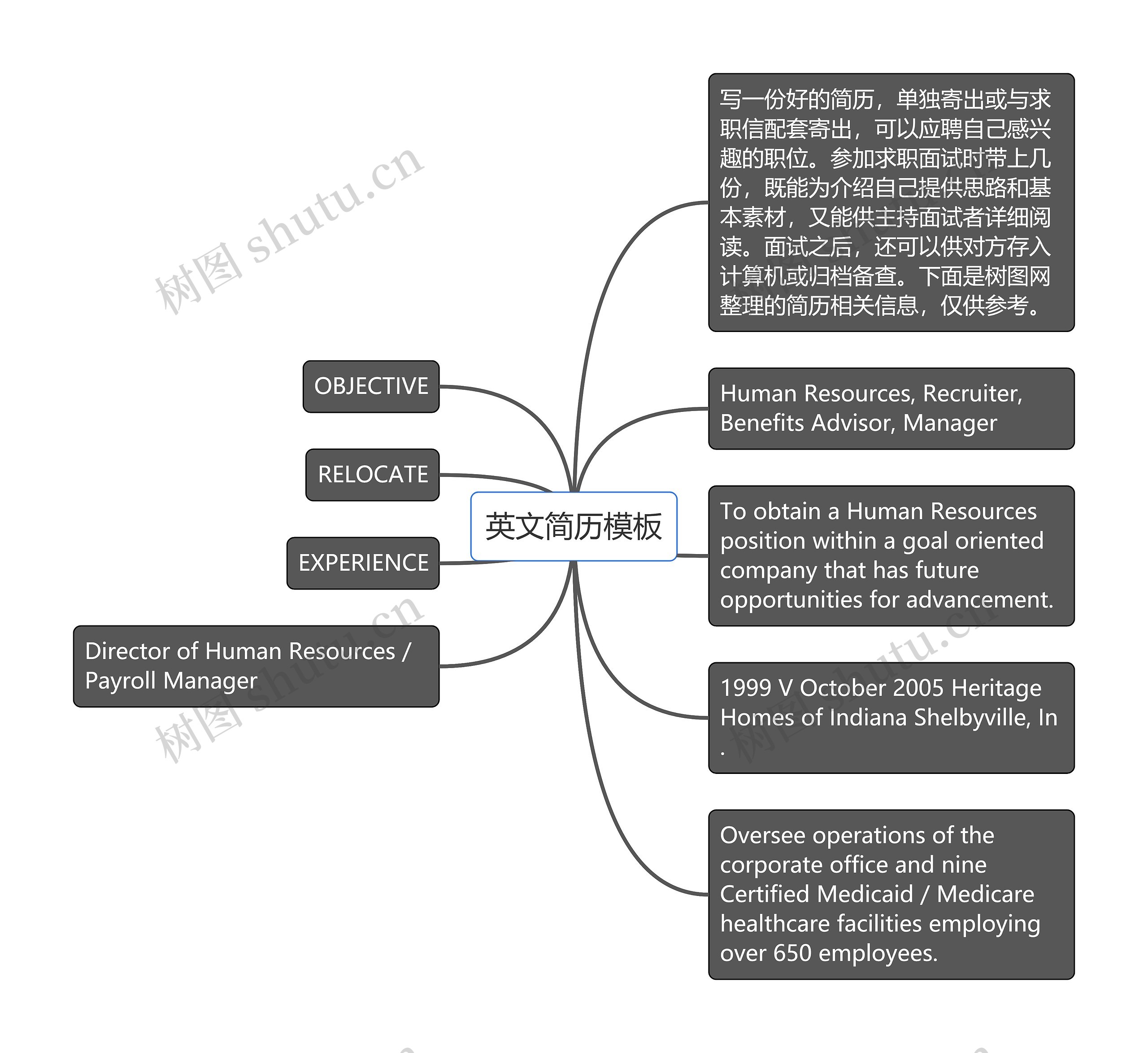 英文简历思维导图