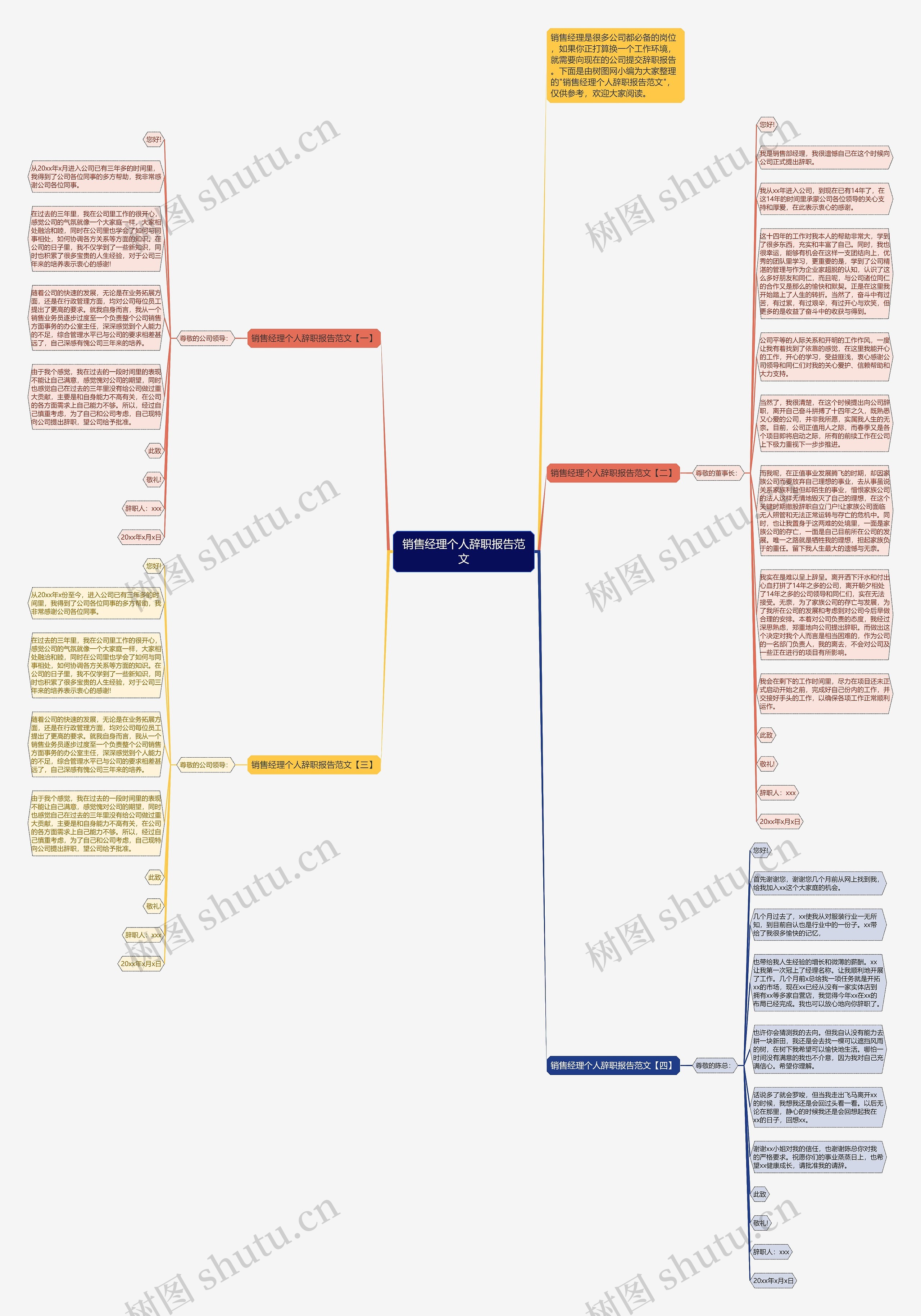 销售经理个人辞职报告范文思维导图