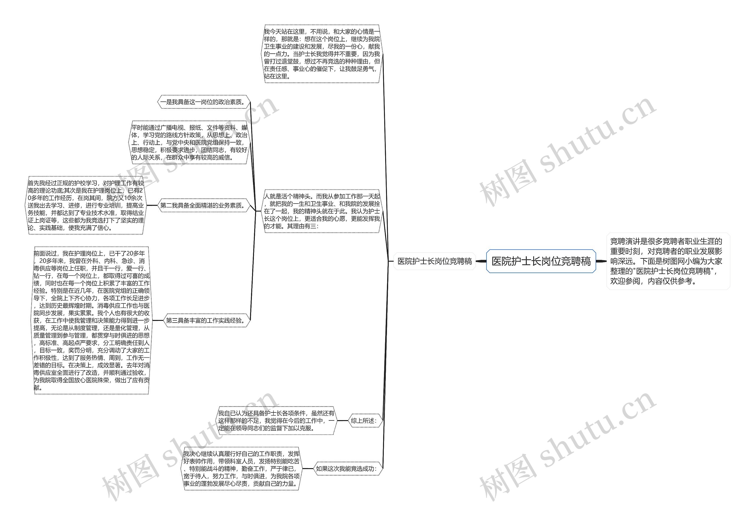 医院护士长岗位竞聘稿思维导图