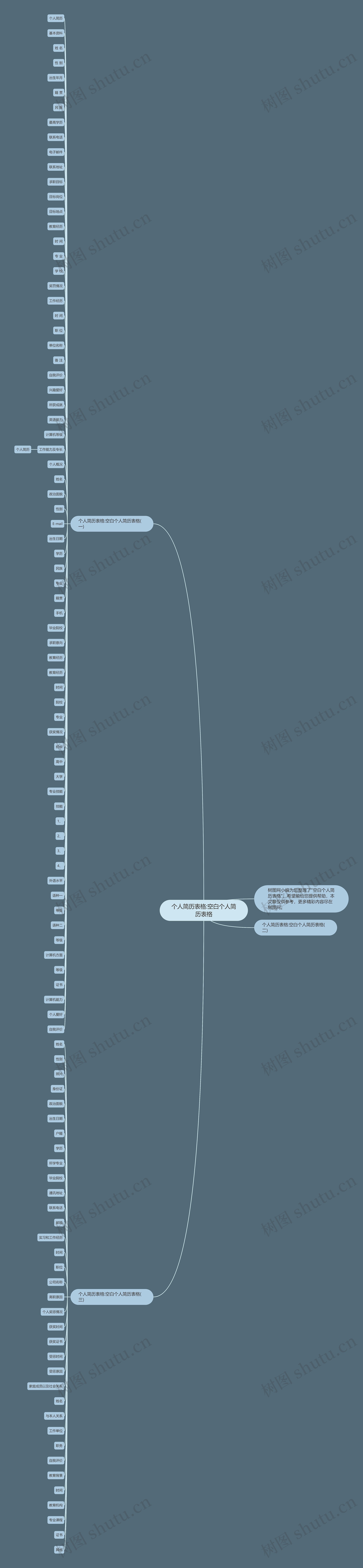 个人简历表格:空白个人简历表格思维导图