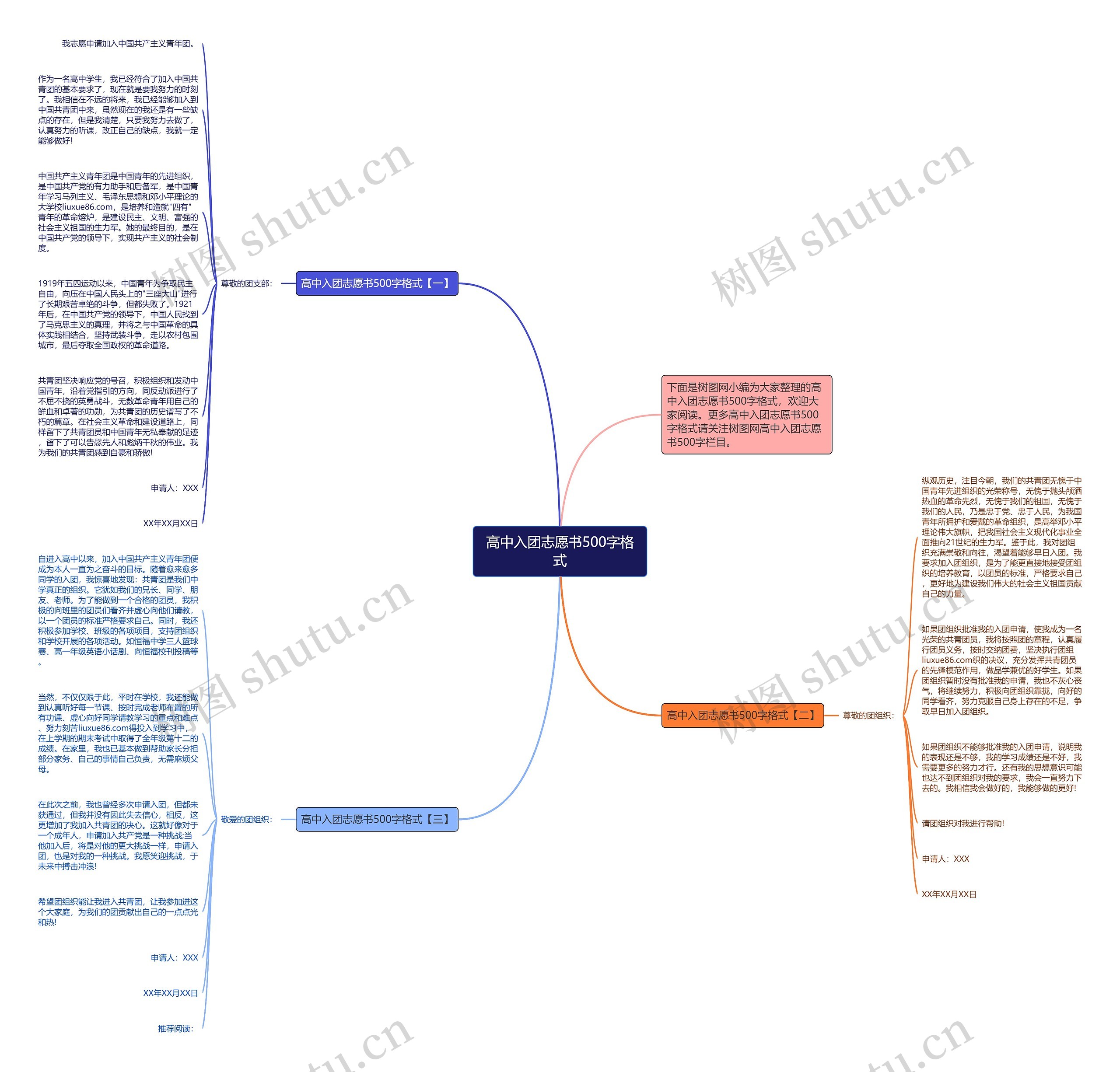 高中入团志愿书500字格式思维导图