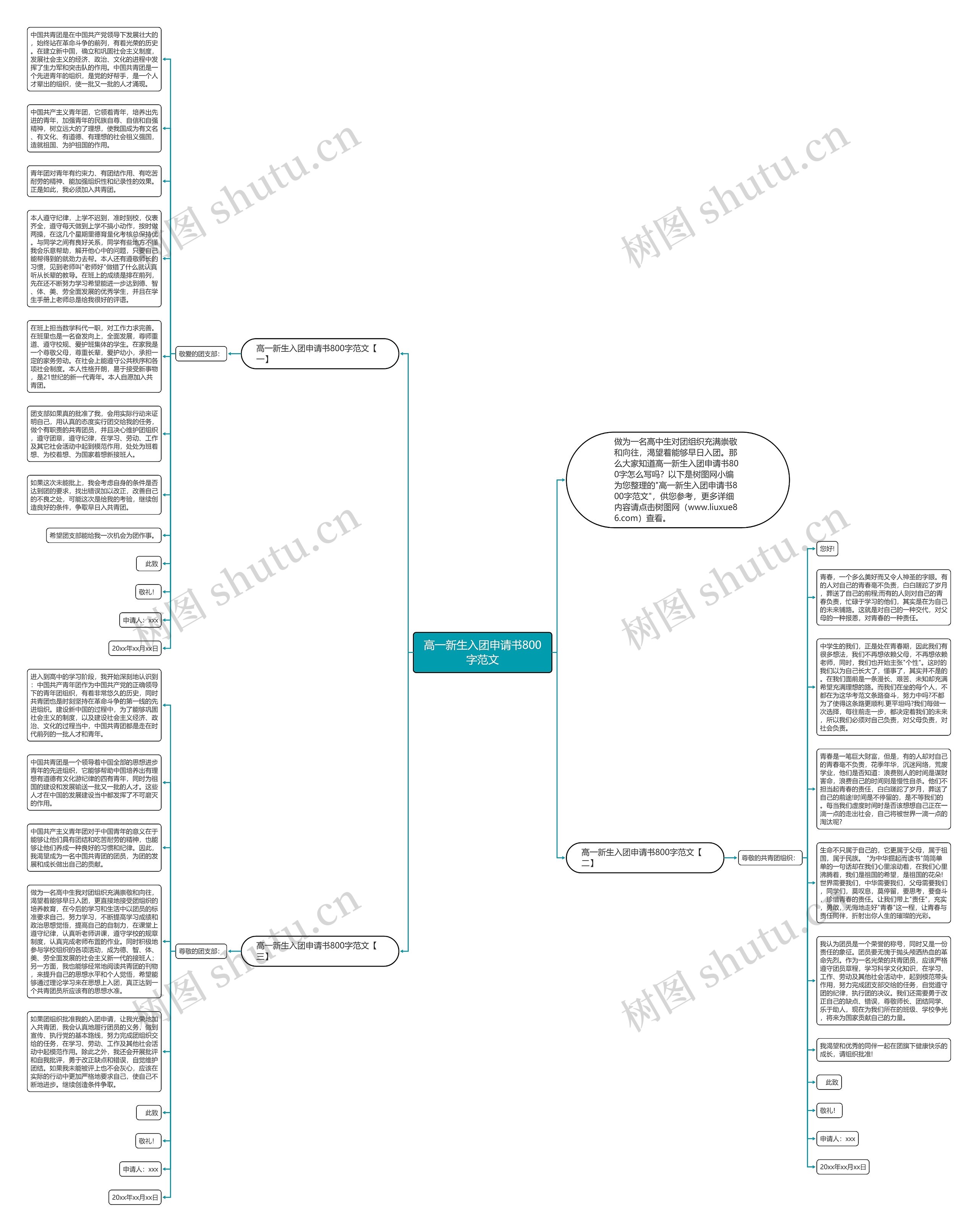 高一新生入团申请书800字范文思维导图