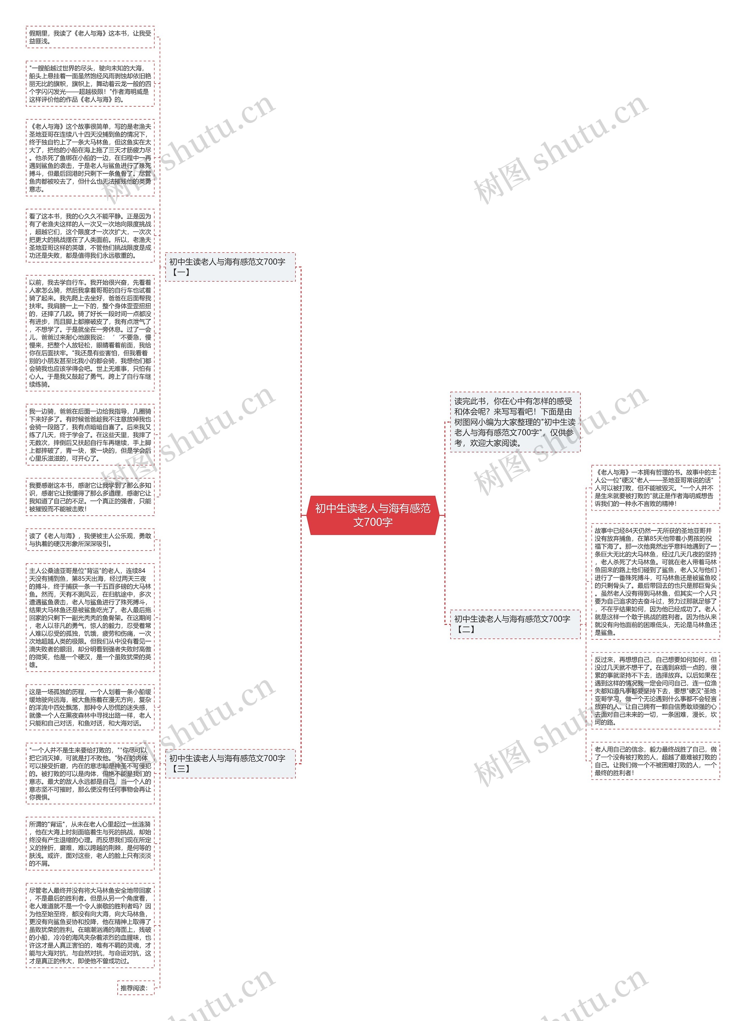 初中生读老人与海有感范文700字思维导图