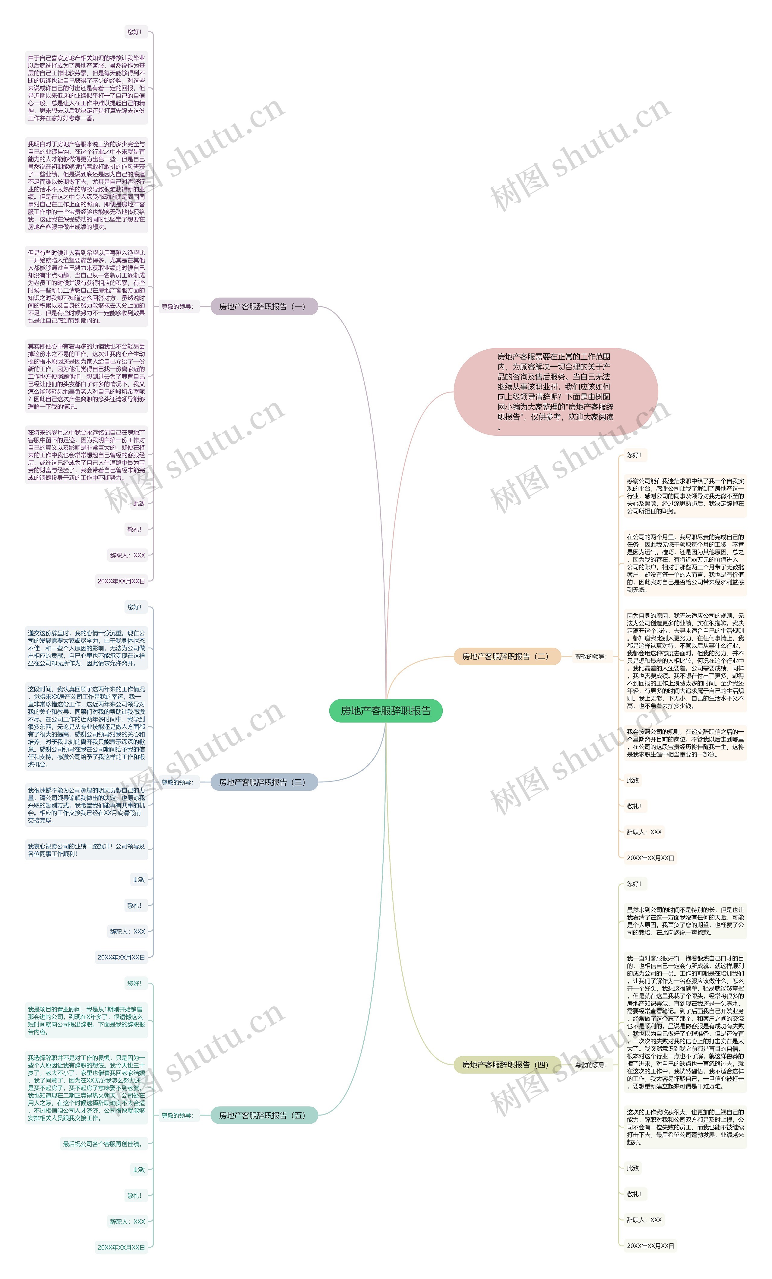 房地产客服辞职报告思维导图