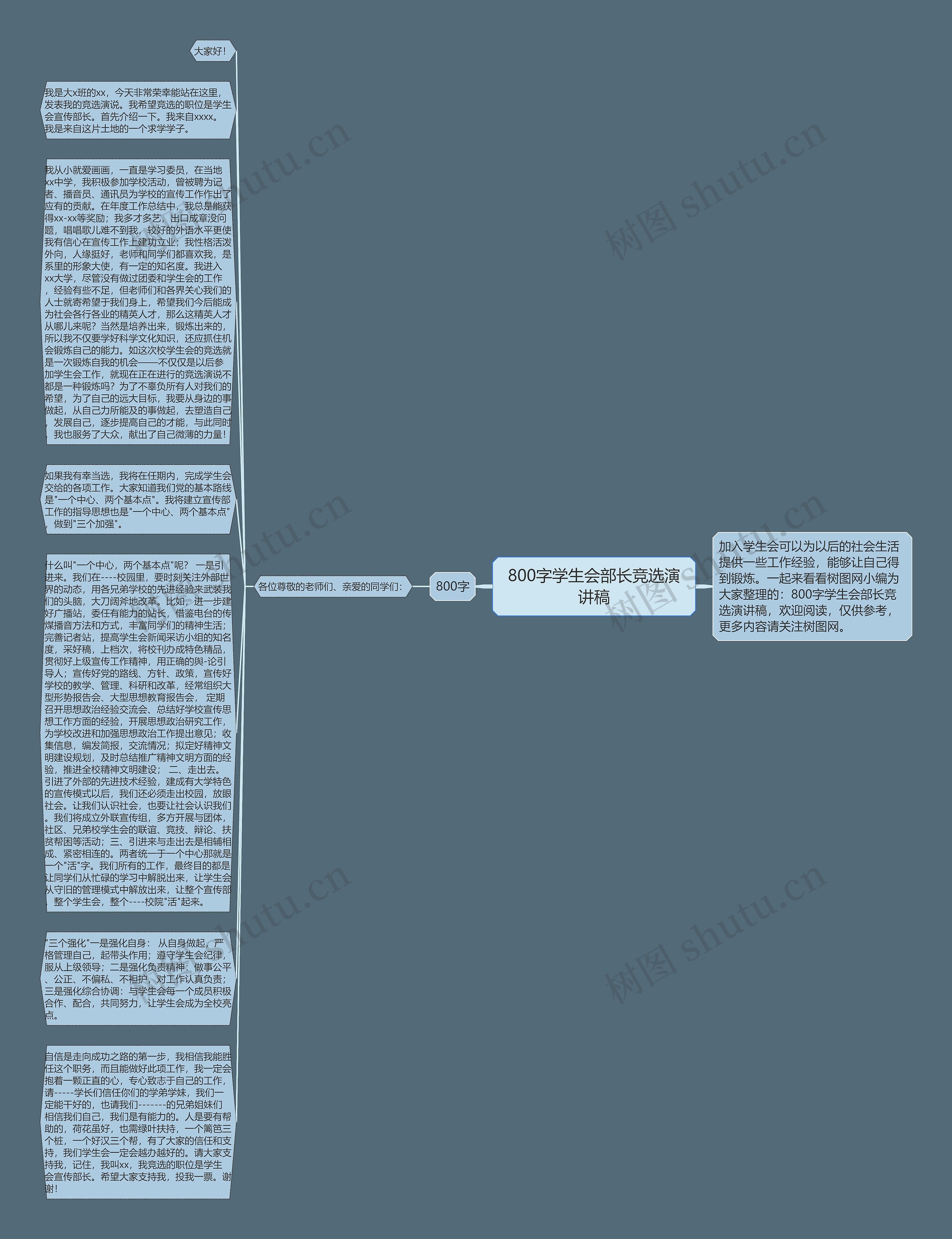 800字学生会部长竞选演讲稿思维导图