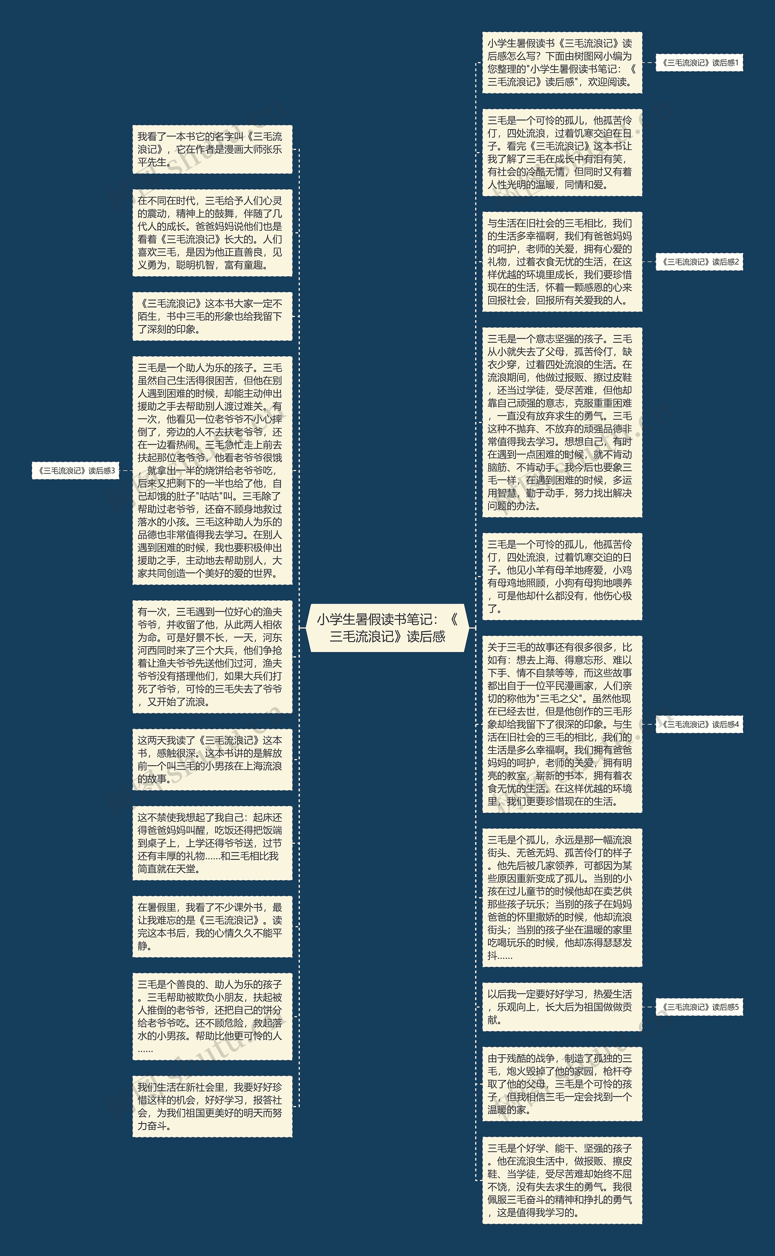 小学生暑假读书笔记：《三毛流浪记》读后感思维导图