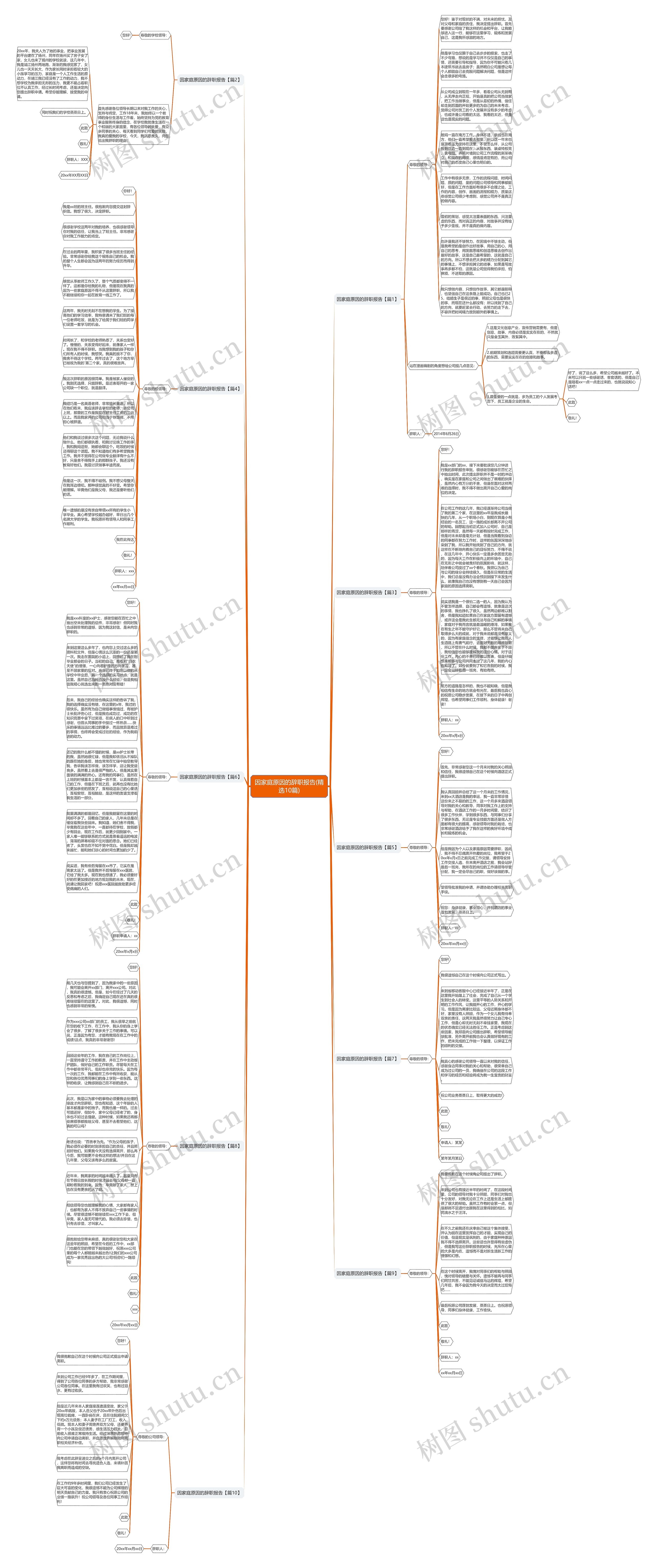 因家庭原因的辞职报告(精选10篇)思维导图